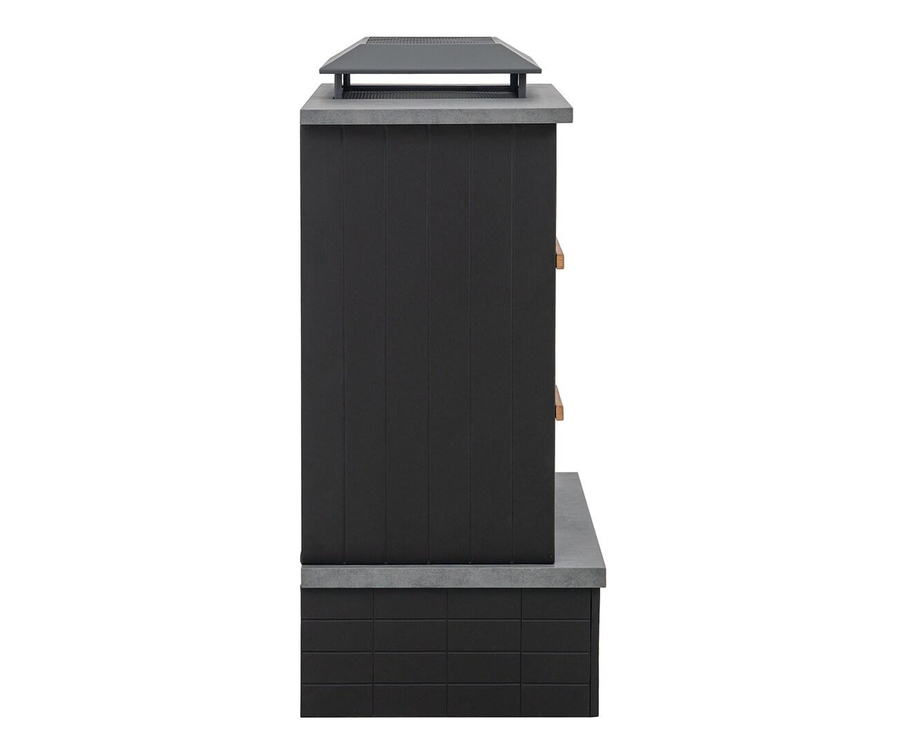 SUNJOY 42 in. Wood Burning Fireplace, Steel Outdoor Fireplace with Chimney, Log Holders, Fire Poker and PVC Cover