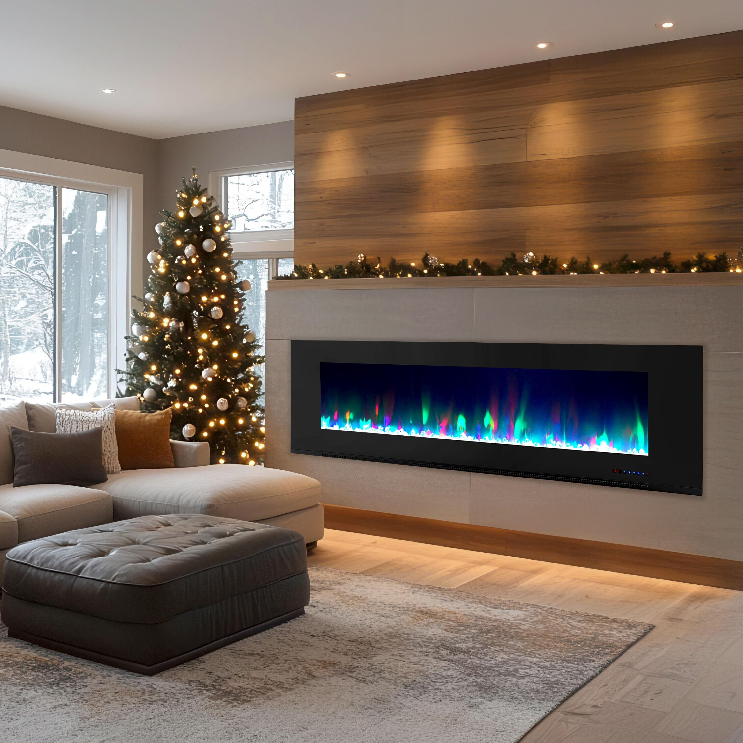 Cambridge Cambridge Wall Mount Electric Fireplace Heater with Remote Control for Indoor Use in Living Room, Bedroom, Home Office