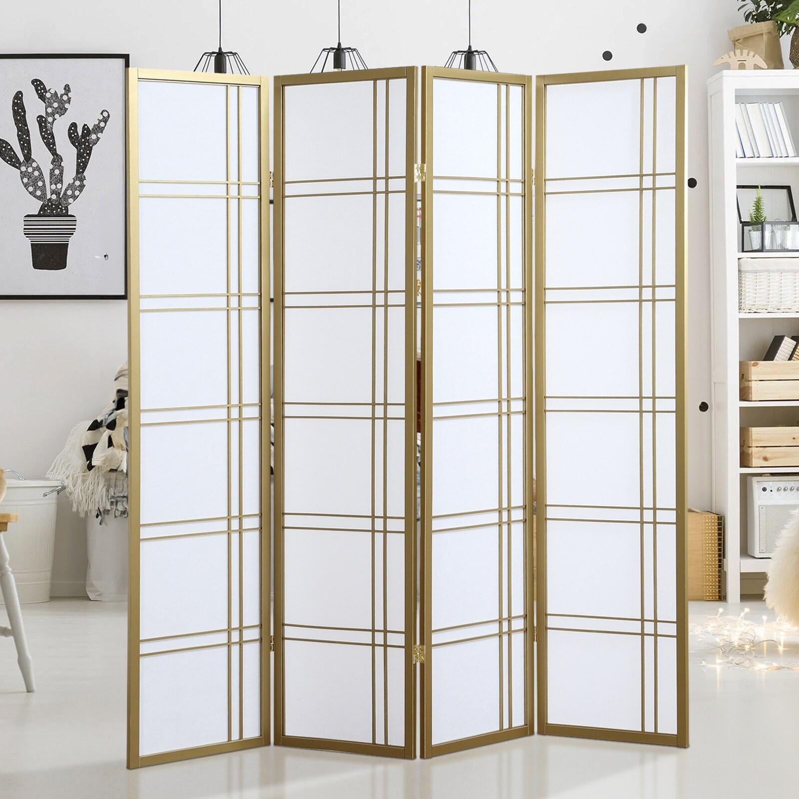 SHANRUGUOJI Folding Room Divider Seto 4-Panel Room Divider Screen