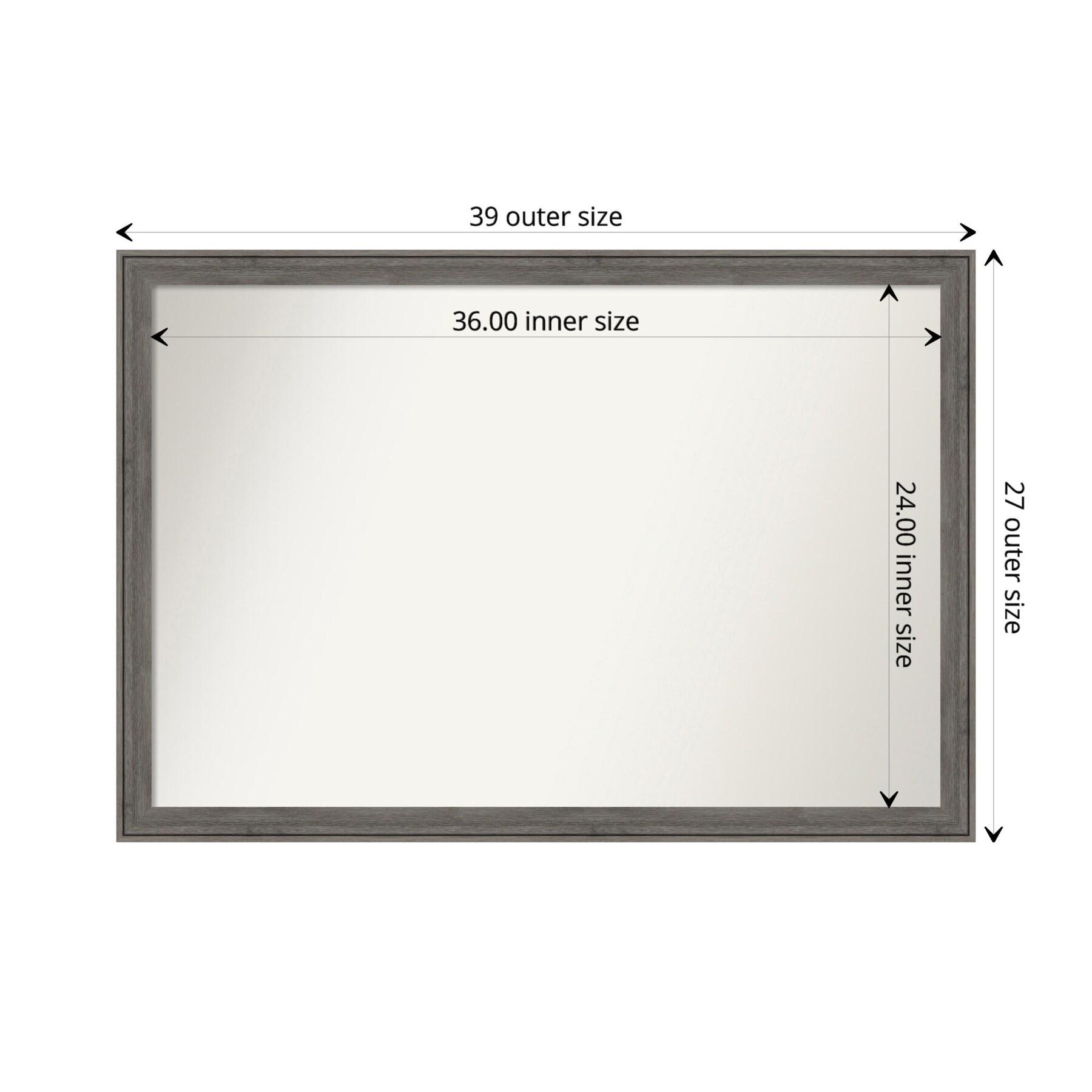 Amanti Art Regis Barnwood Grey Narrow Non-Beveled Wood Bathroom Wall Mirror 26.5 x 38.5 in.