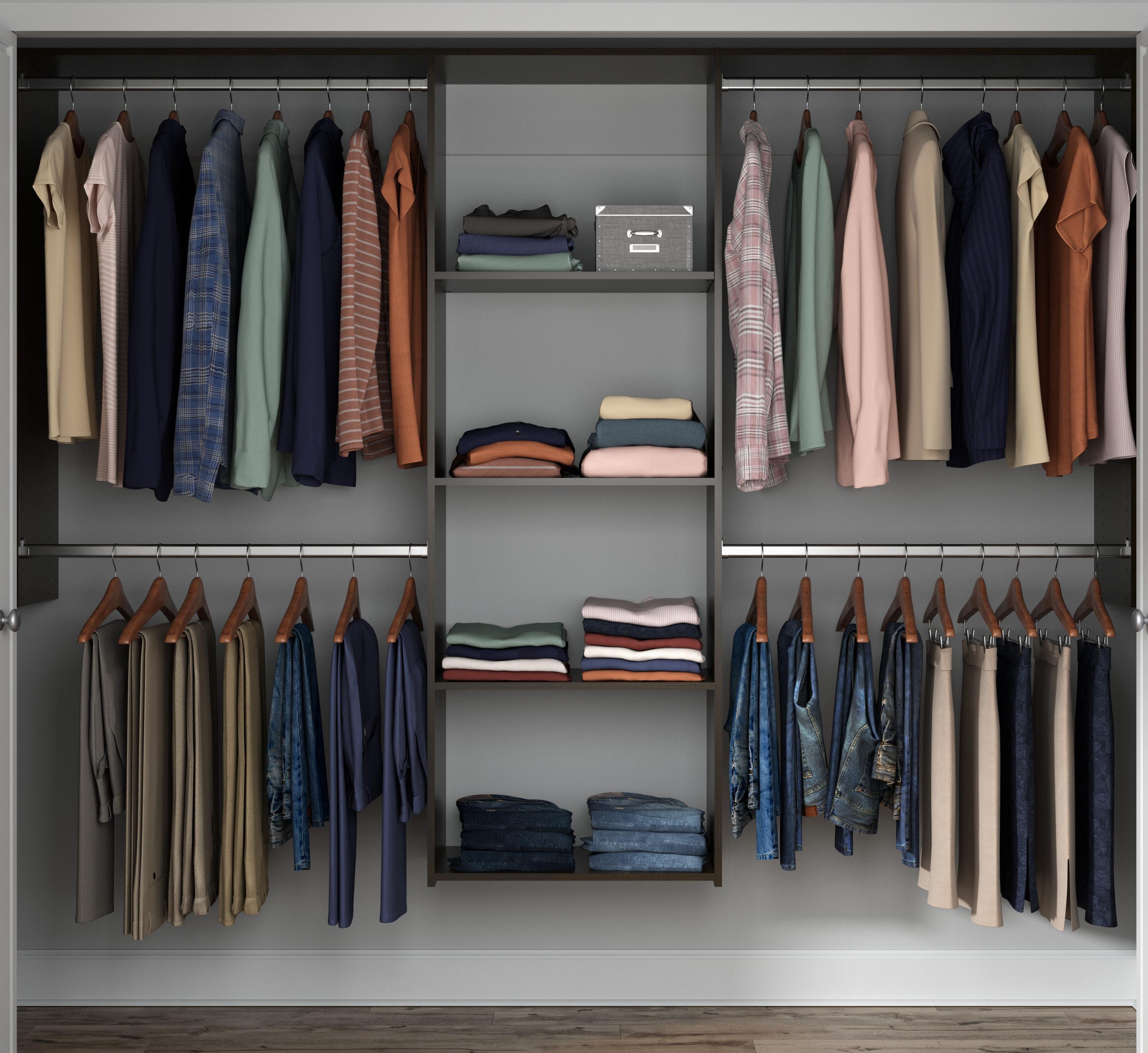 Truffle Wall Mounted Closet Organizer with Shelves and Rods