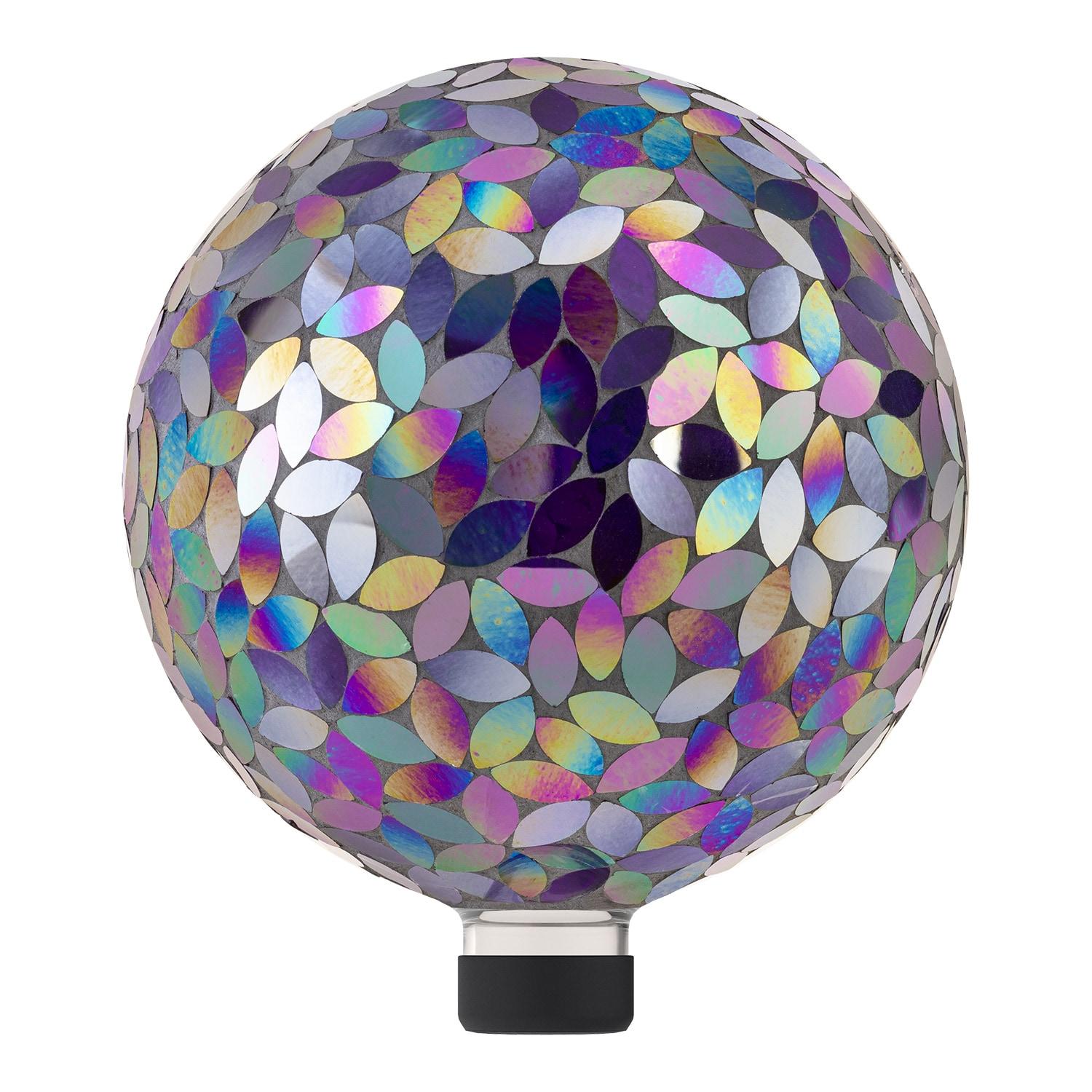 Alpine Corporation 10" Glass Mosaic Iridescent Gazing Globe, Purple