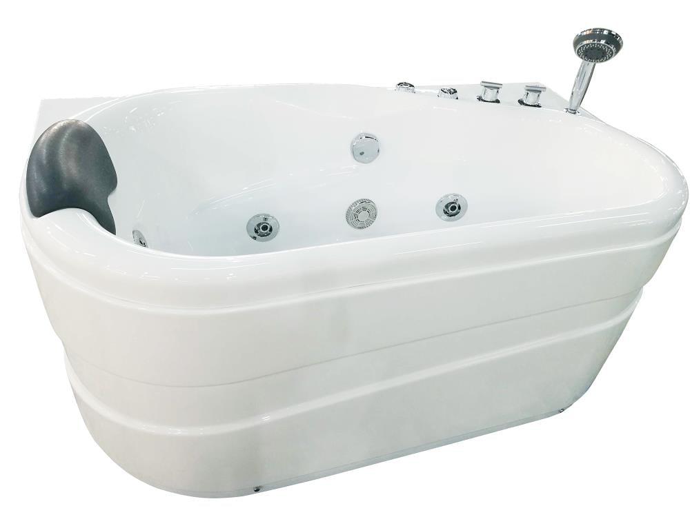 57.13'' x 29.88'' Corner Fiberglass Bathtub with Faucet