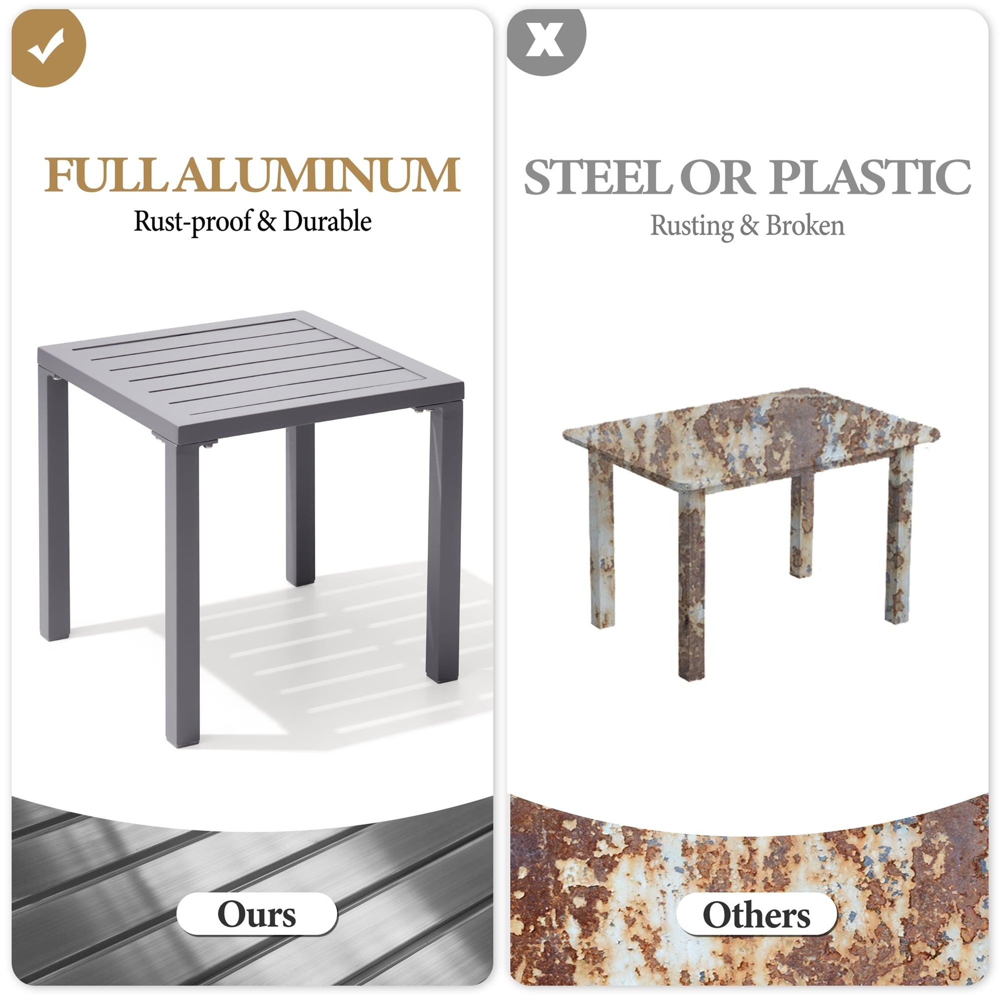 Crestlive Products Outdoor Aluminum End Table Square Patio Side Table - 15.7" L x 15.7" W x 15.9" H 1-Piece, Light Gray