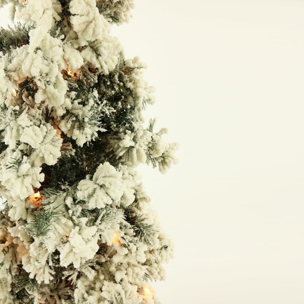 Fraser Hill Farm Set of Two 2-Ft. Snowy Alpine Artificial Trees with Clear Lights