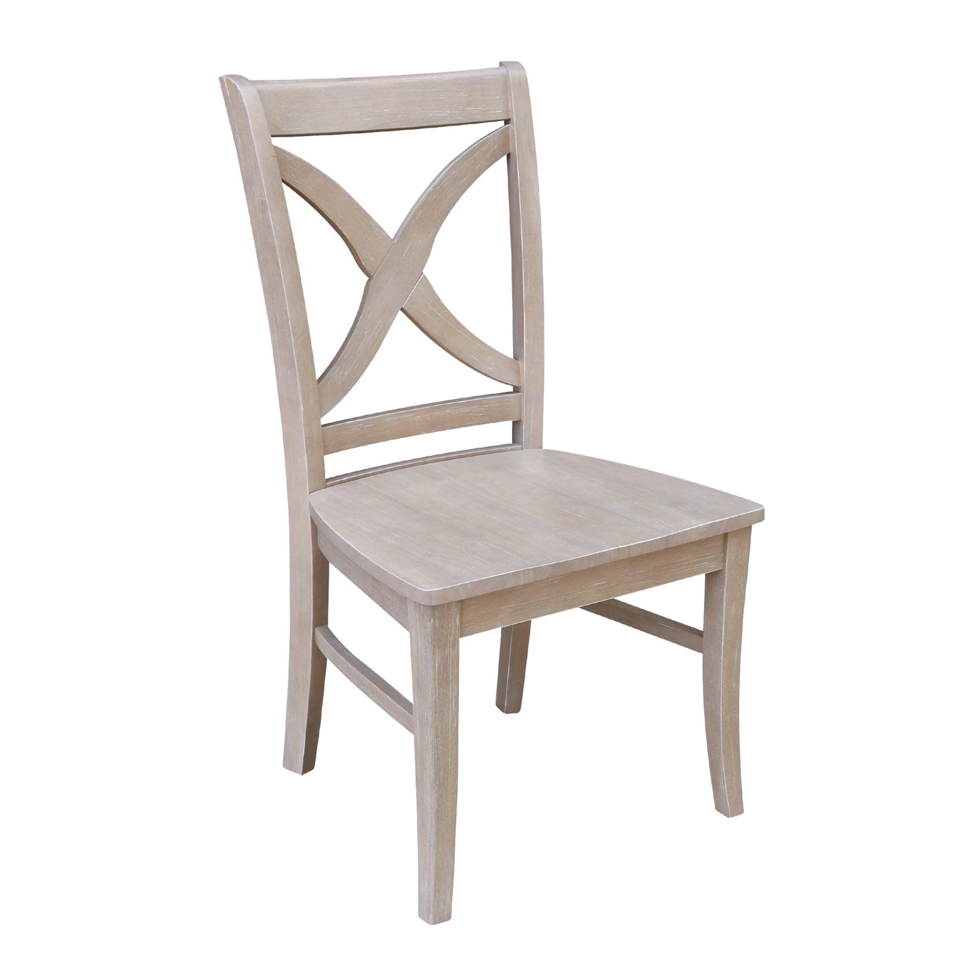 Solid Wood Cross Back Side Chair in Taupe (Set of 2)