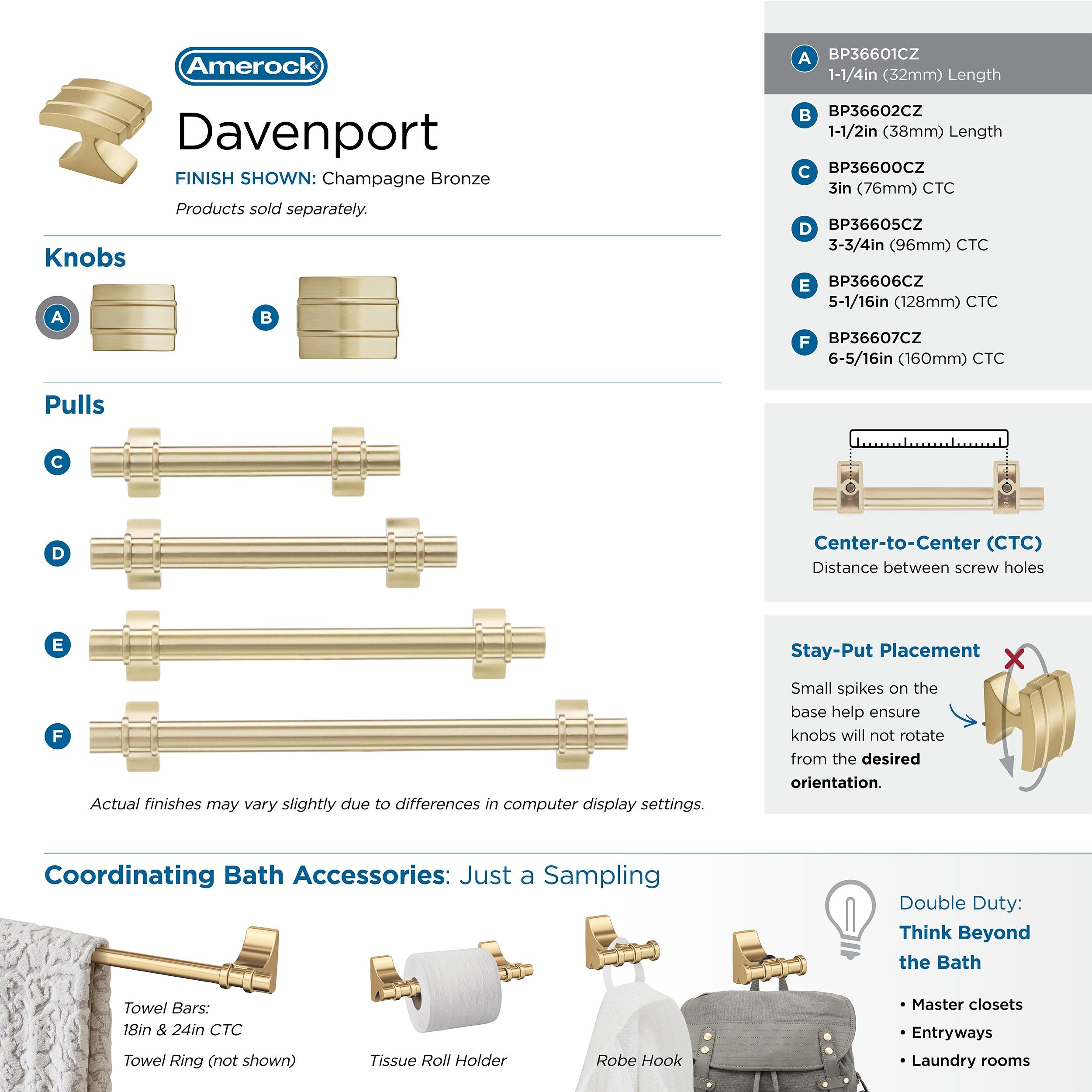 Davenport 1 3/16" Length Square Knob