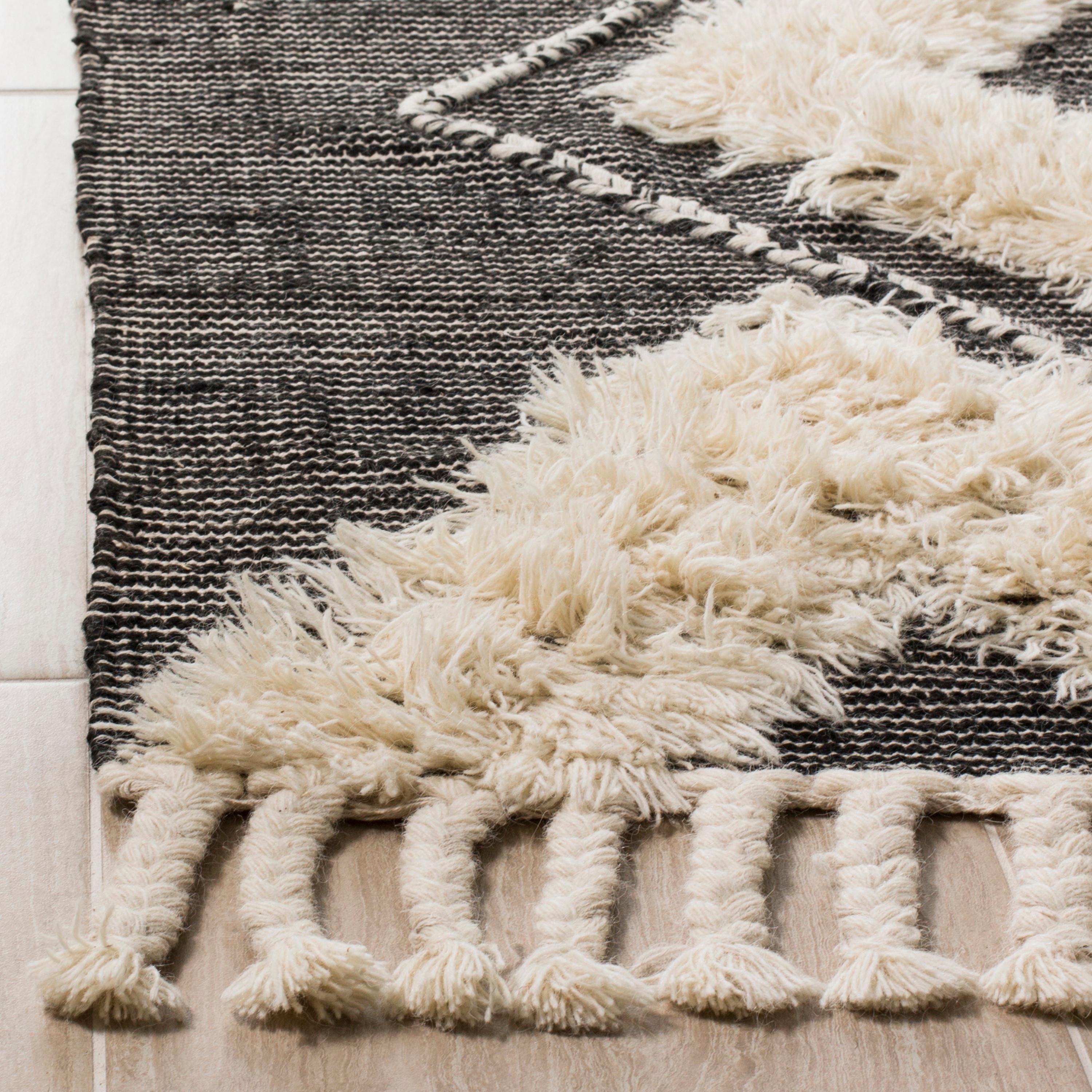 Kenya KNY903 Hand Knotted Area Rug - Black/Ivory - 3'x5' - Safavieh.