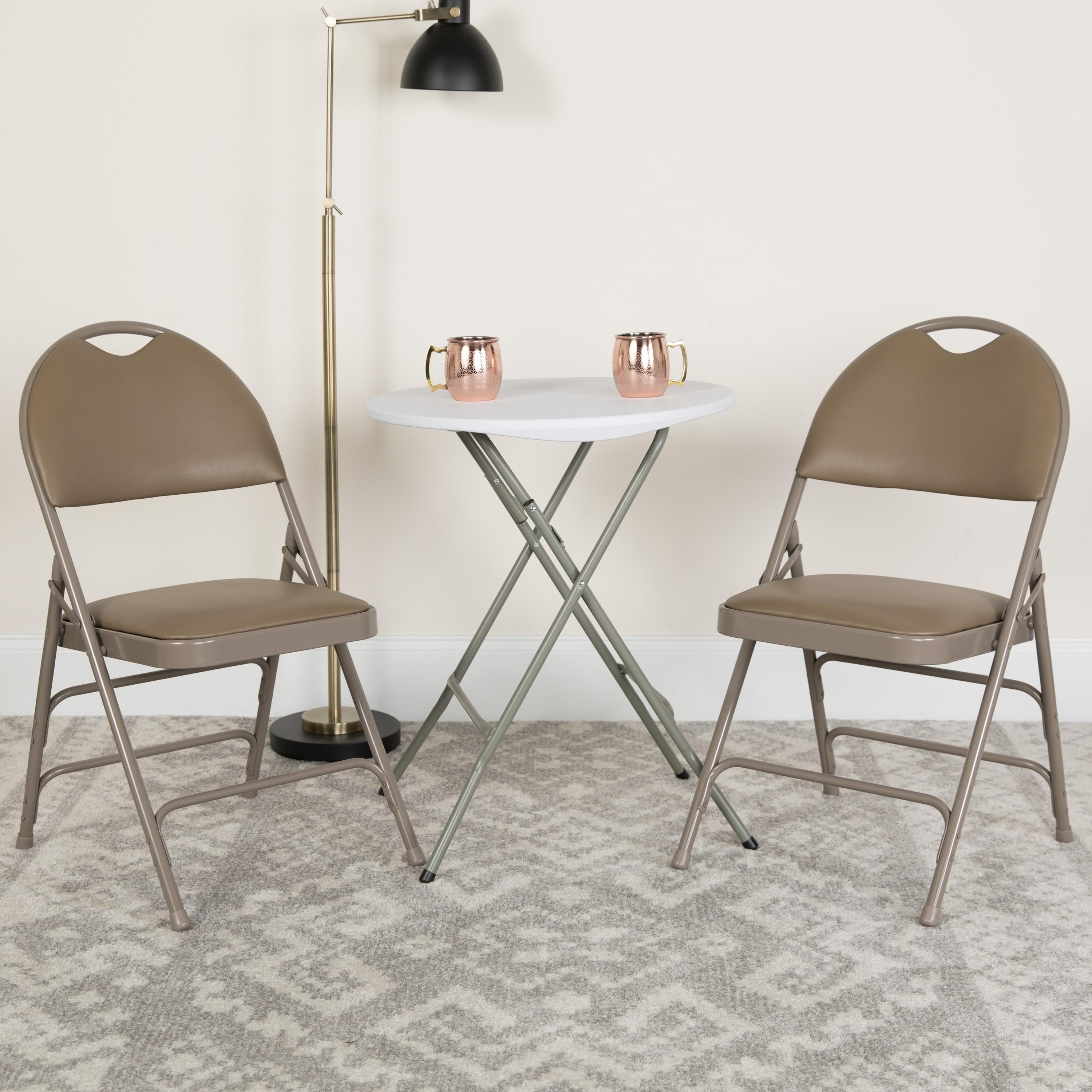 Executive Beige Vinyl High-Back Armless Chair with Metal Frame