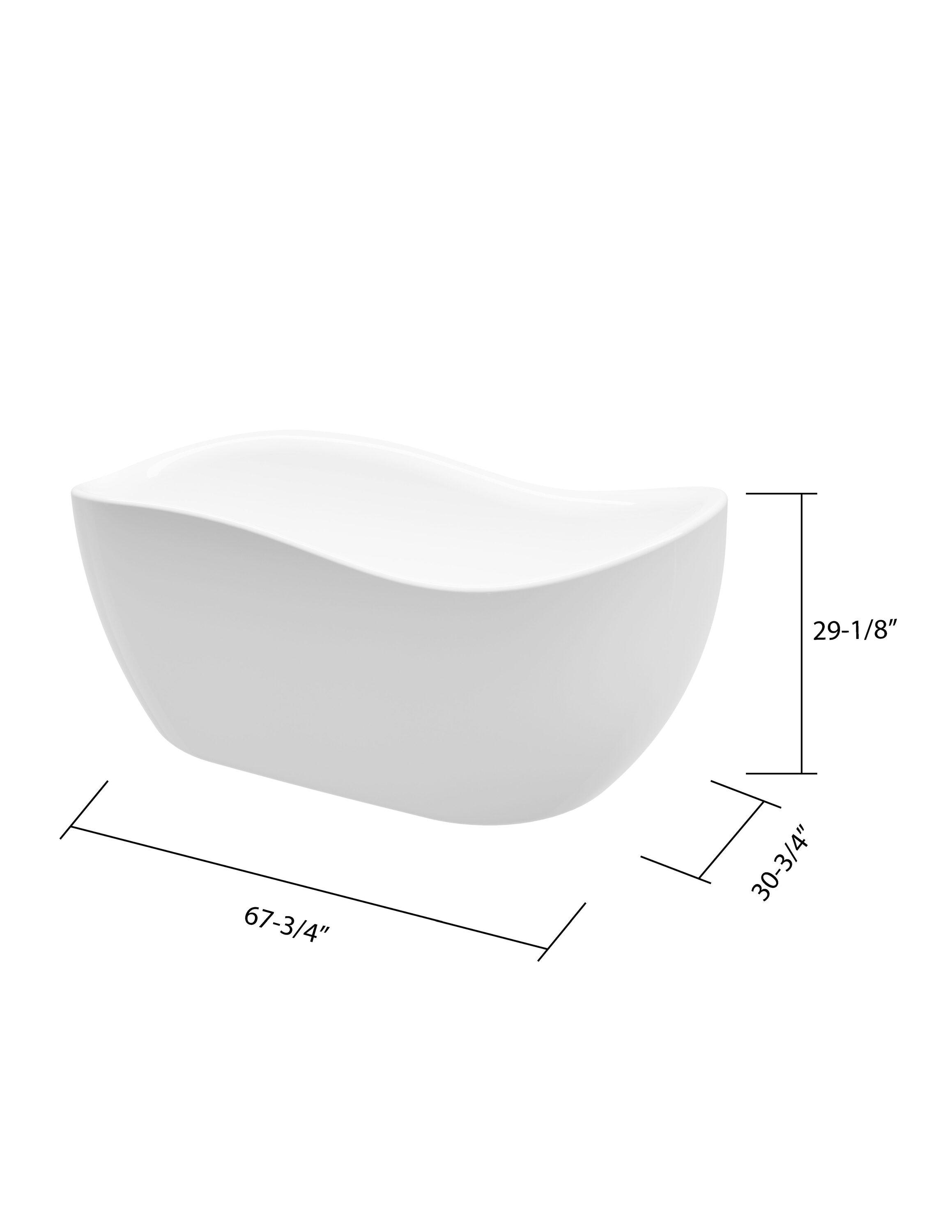 A&E Bath & Shower BT-770-NF 68 in. Axel-No Faucet Freestanding Bathtub