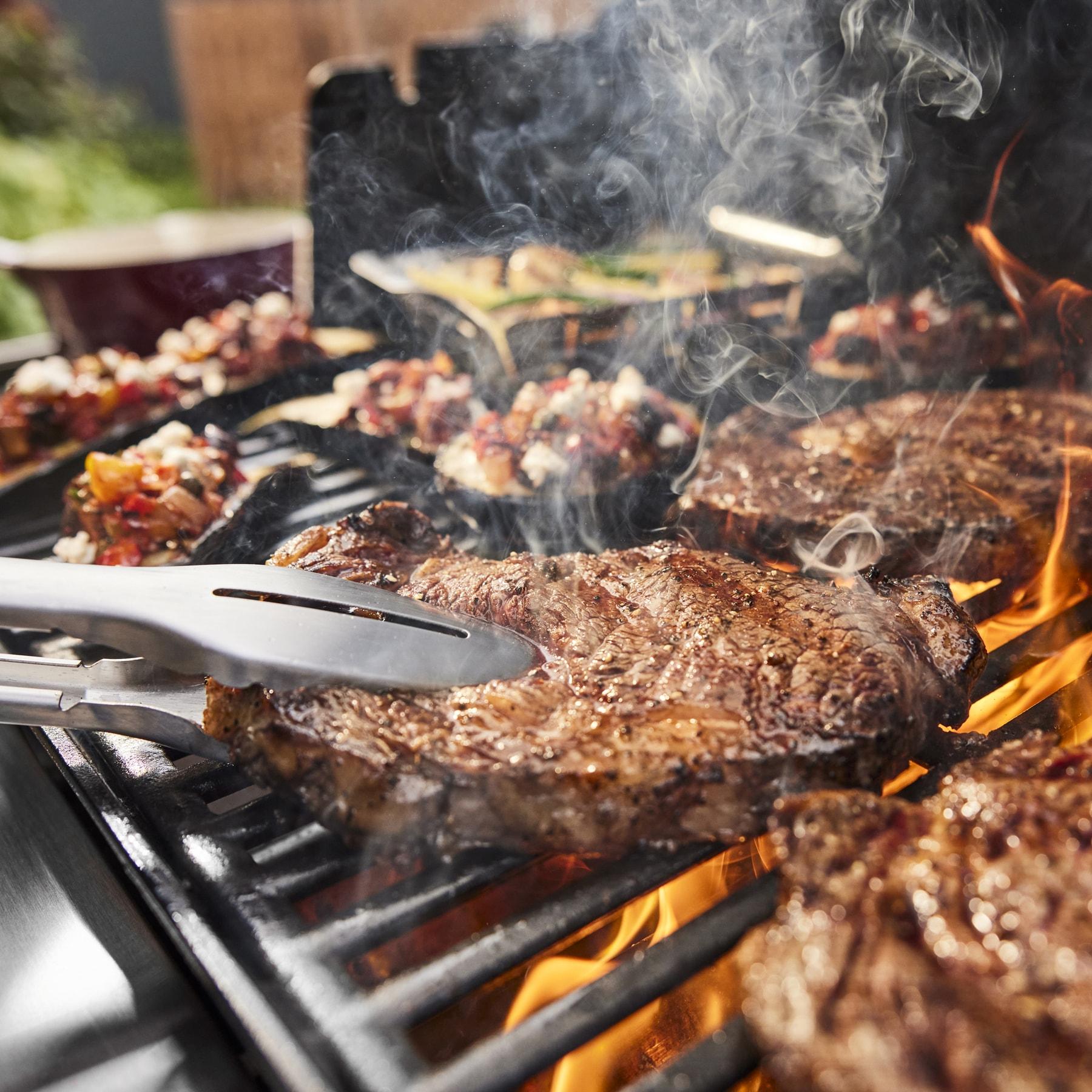 Weber Genesis E-325 3-Burner Silver Propane Gas Grill with Side Tables and Thermometer