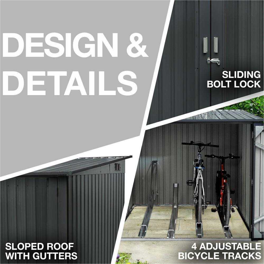 Hanover 6 ft. 9 in. W x 6 ft. 8 in. D Metal Horizontal Bike Shed