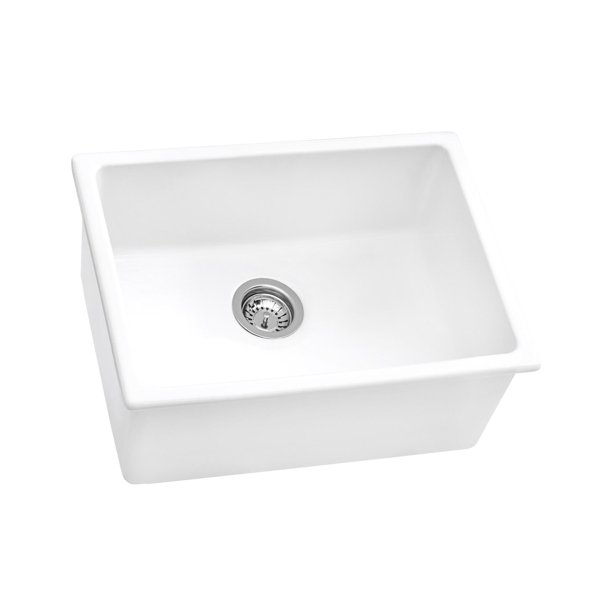 Ruvati 24-inch Fireclay Undermount / Drop-in Topmount Kitchen Sink Single Bowl - White