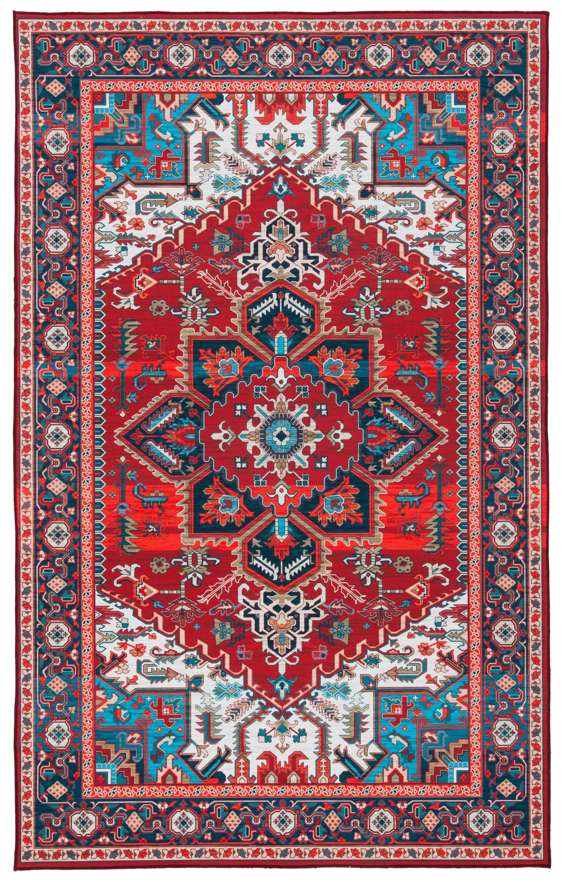 Tucson Vintage Persian TSN101 Power Loomed Machine Washable Skid-Resistant Indoor Area Rug - Red/Blue - 6'x9' - Safavieh