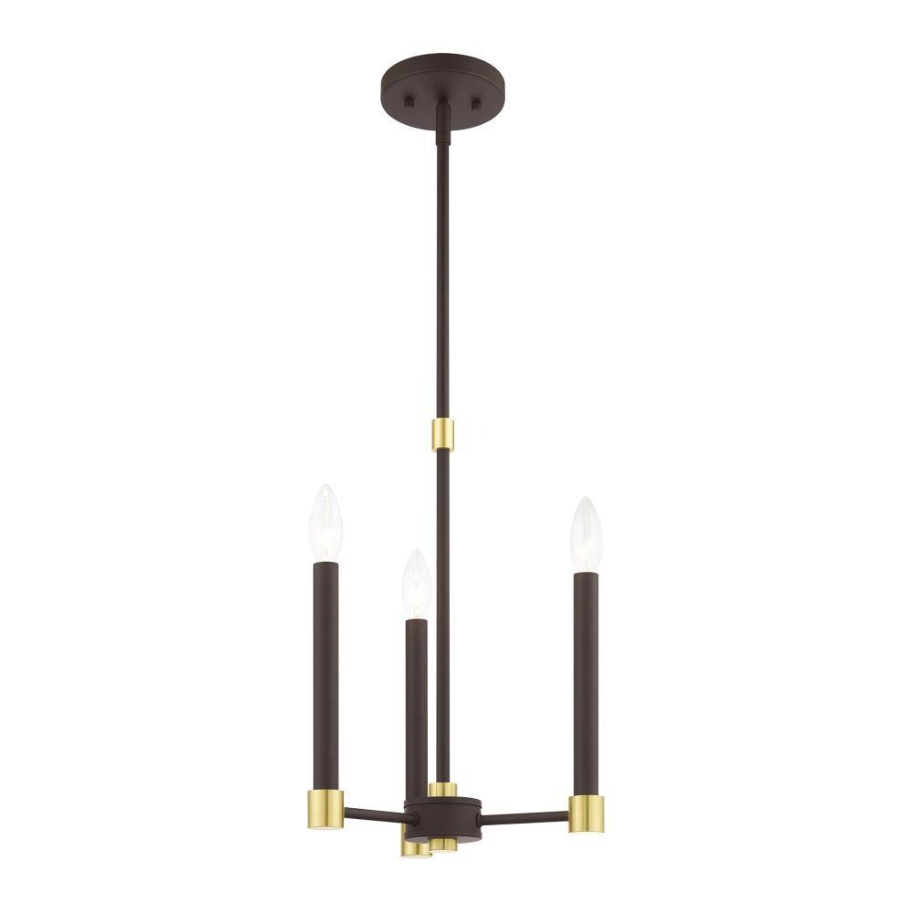 Livex Lighting Karlstad 3 - Light Chandelier in Bronze/Satin Brass