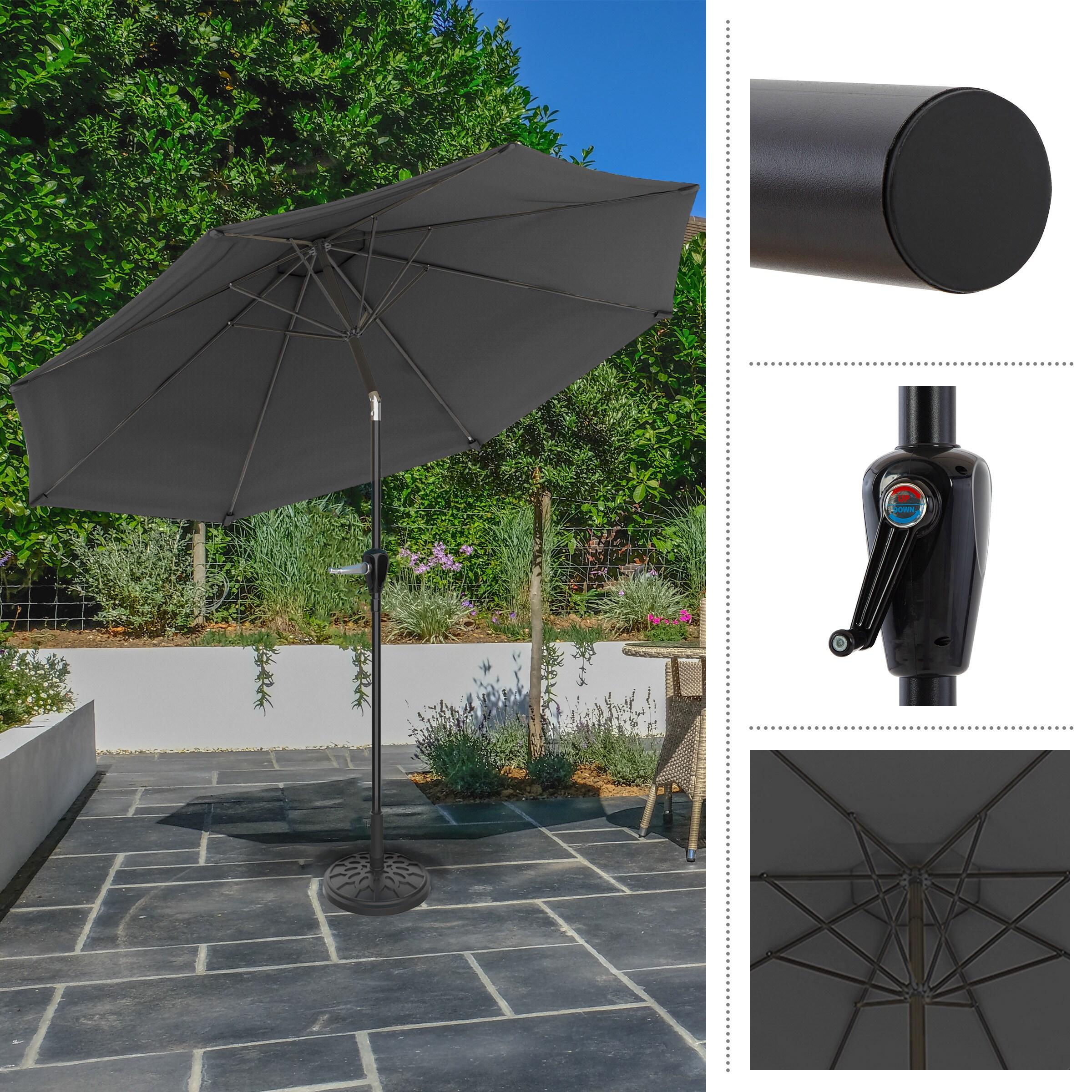 Pure Garden 10' Octagon Outdoor Patio Market Umbrella: Wind-Resistant, Auto-Tilt, Crank Lift, Steel Frame