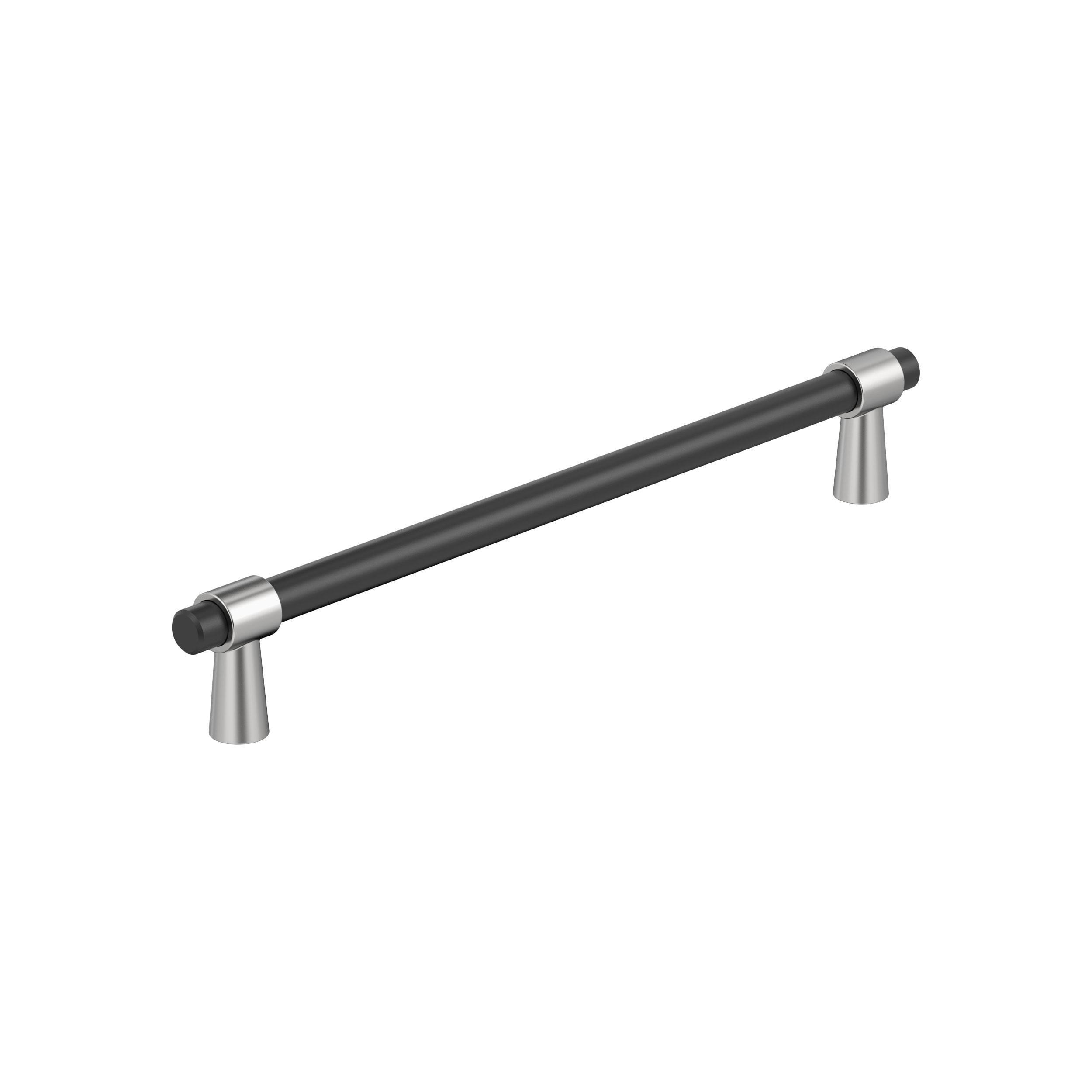 Amerock Mergence 7-9/16 inch (192mm) Center-to-Center Matte Black/Polished Chrome Cabinet Pull