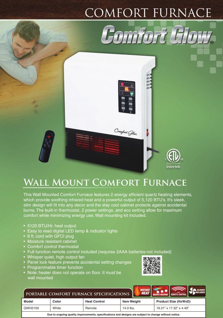 Comfort Glow 1,500 Watt Electric Infrared Wall Mounted Heater