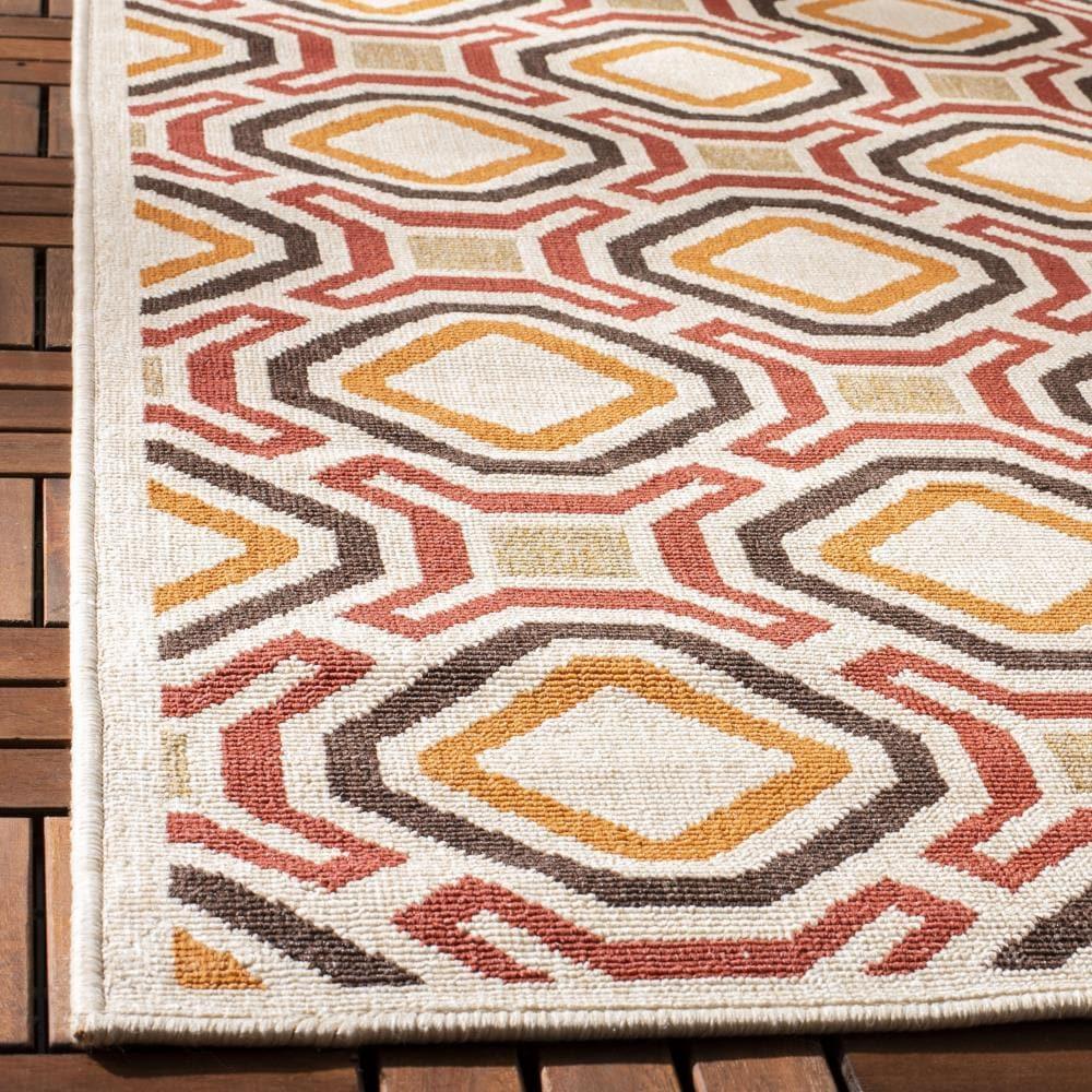Veranda VER089 Power Loomed Indoor/Outdoor Area Rug - Creme/Red - 8'x11' - Safavieh