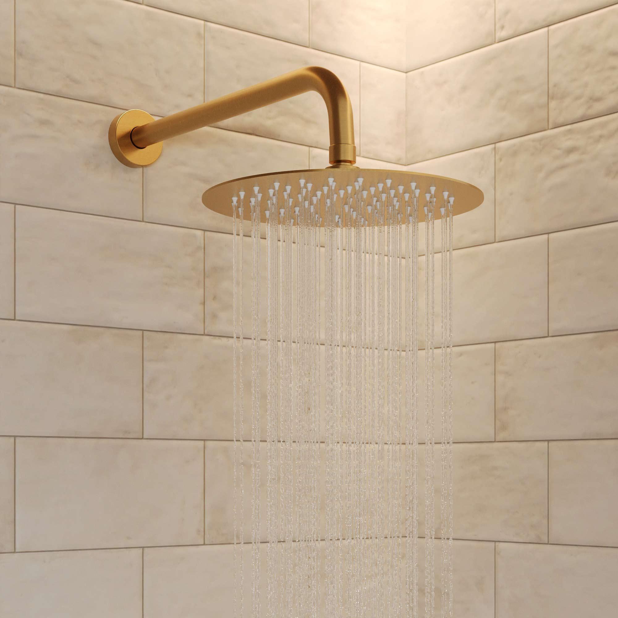 GRANDJOY Complete Shower System, 10" and 6" Dual Wall Mount Rain Shower Faucets with Handheld Shower Spray, High Pressure in Brushed Gold