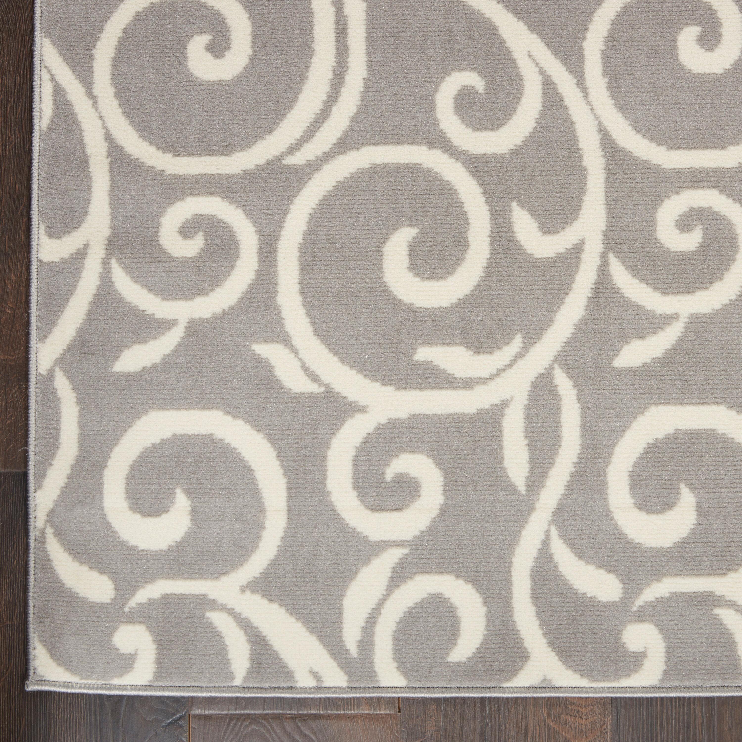Nourison Grafix 6' x 9' Grey Area Rug Bohemian Contemporary Botanical by Nourison