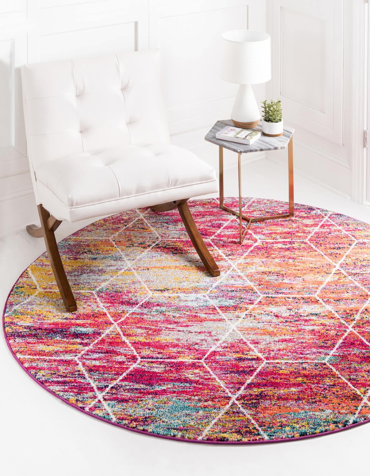 Unique Loom 7' 0 x 7' 0 Trellis Frieze Geometric Multi Area Rug
