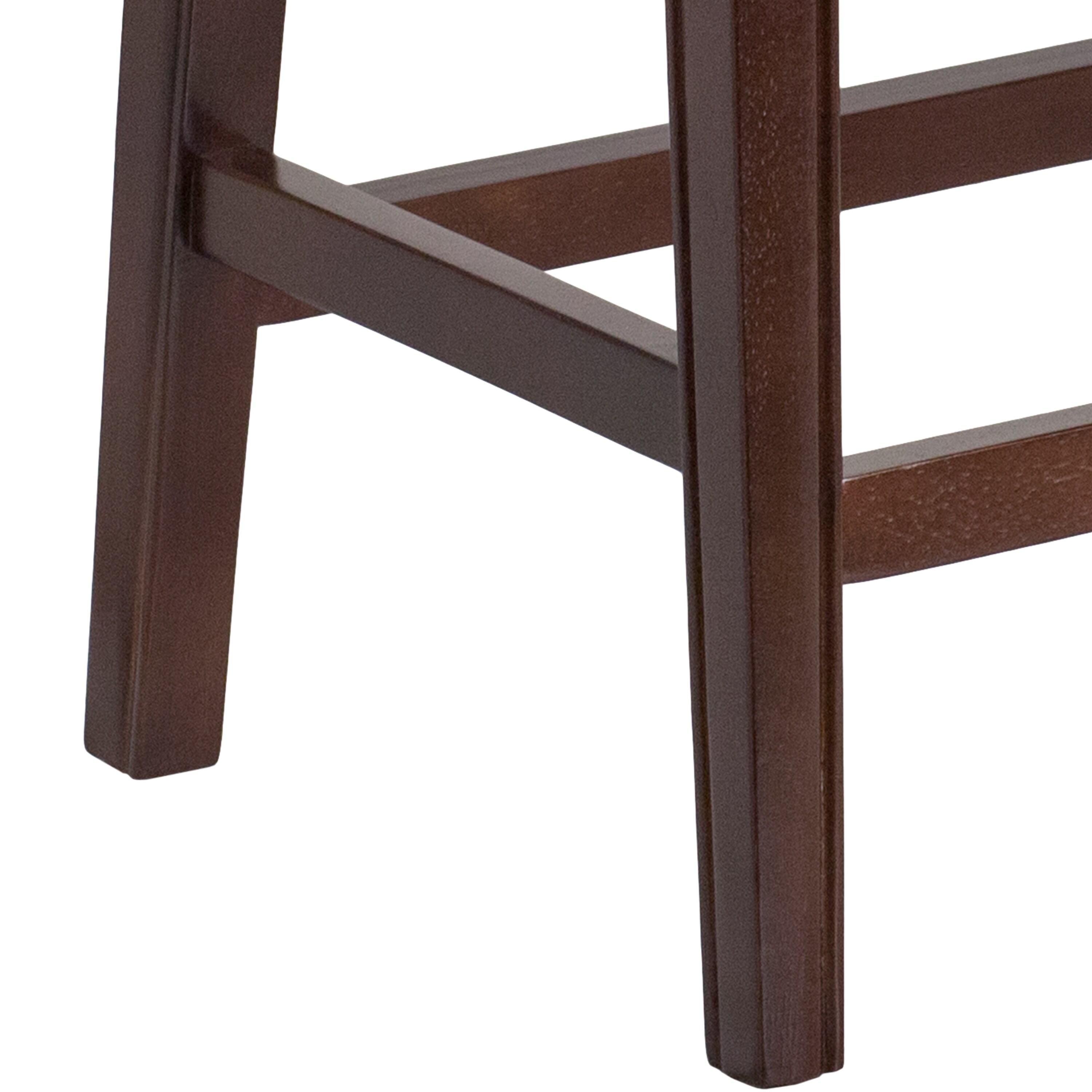 Flash Furniture 26'' High Backless Cappuccino Wood Counter Height Stool with Black LeatherSoft Saddle Seat