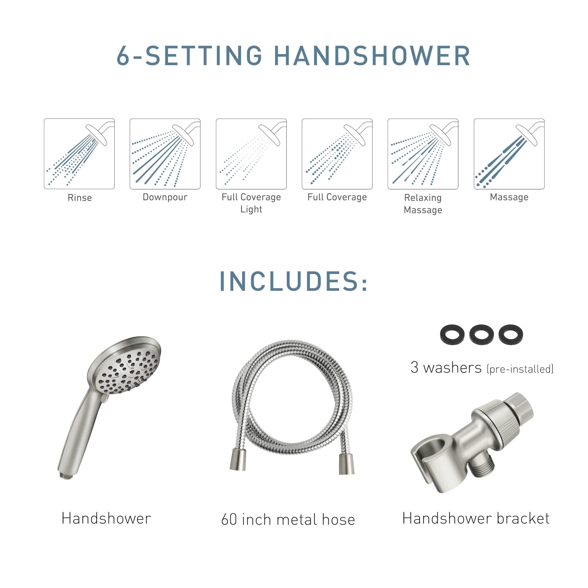 Moen 6-Mode Attune Hand Held Shower Head in Spot Resist Brushed Nickel 218H0SRN