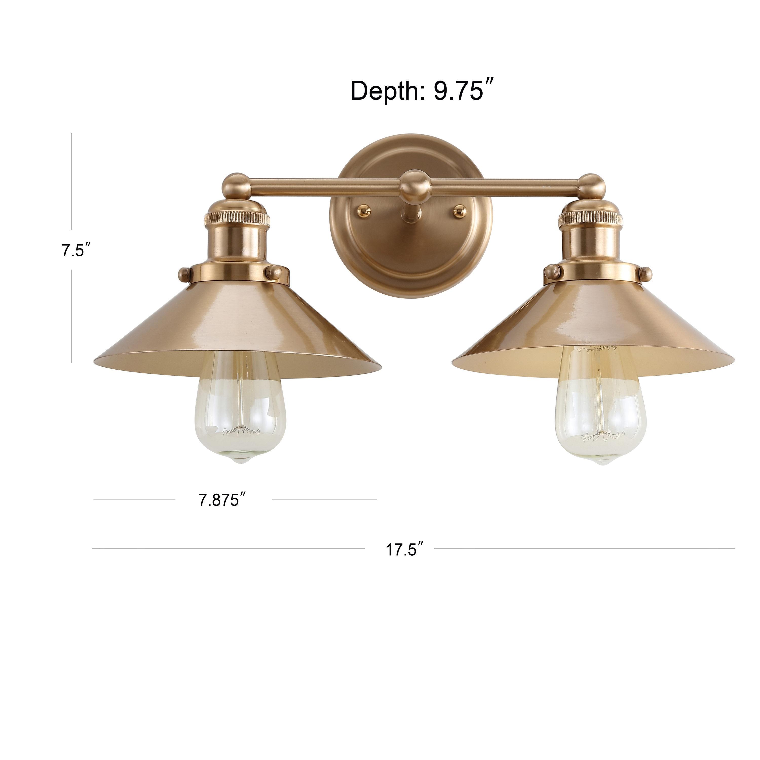 July 17.5" 2-light Metal Vanity Light, Brass Gold