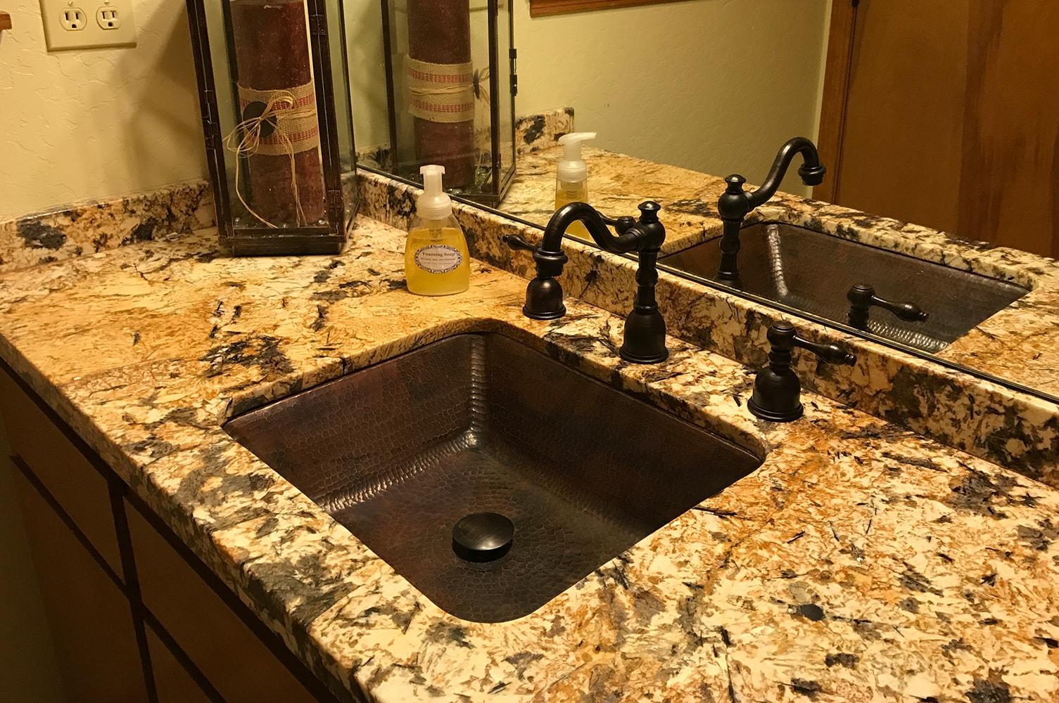 19" Rectangle Under Counter Hammered Copper Bathroom Sink