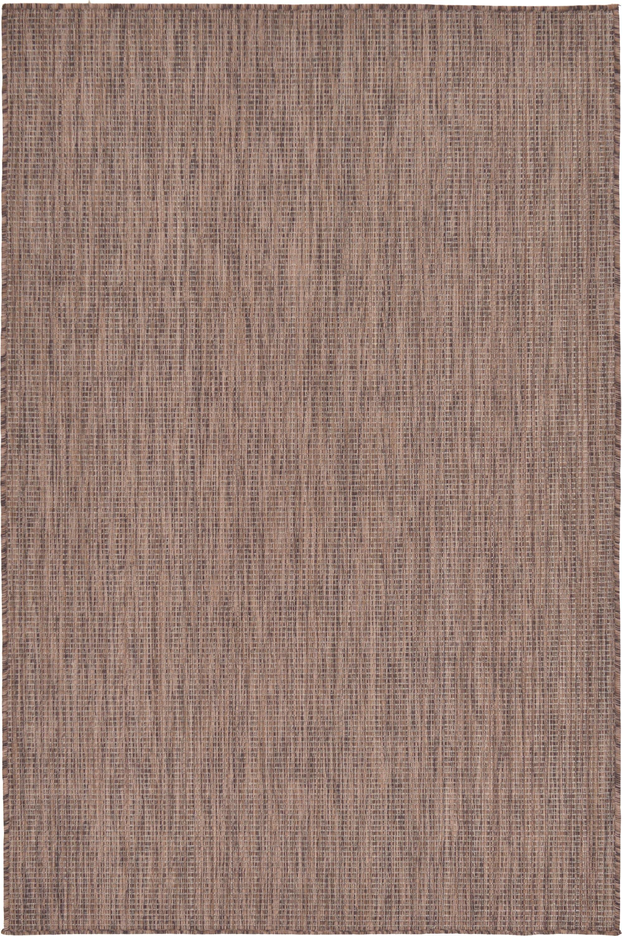 Unique Loom 4' 1 x 6' 1 Rectangle Indoor/Outdoor Solid Light Brown Area Rug