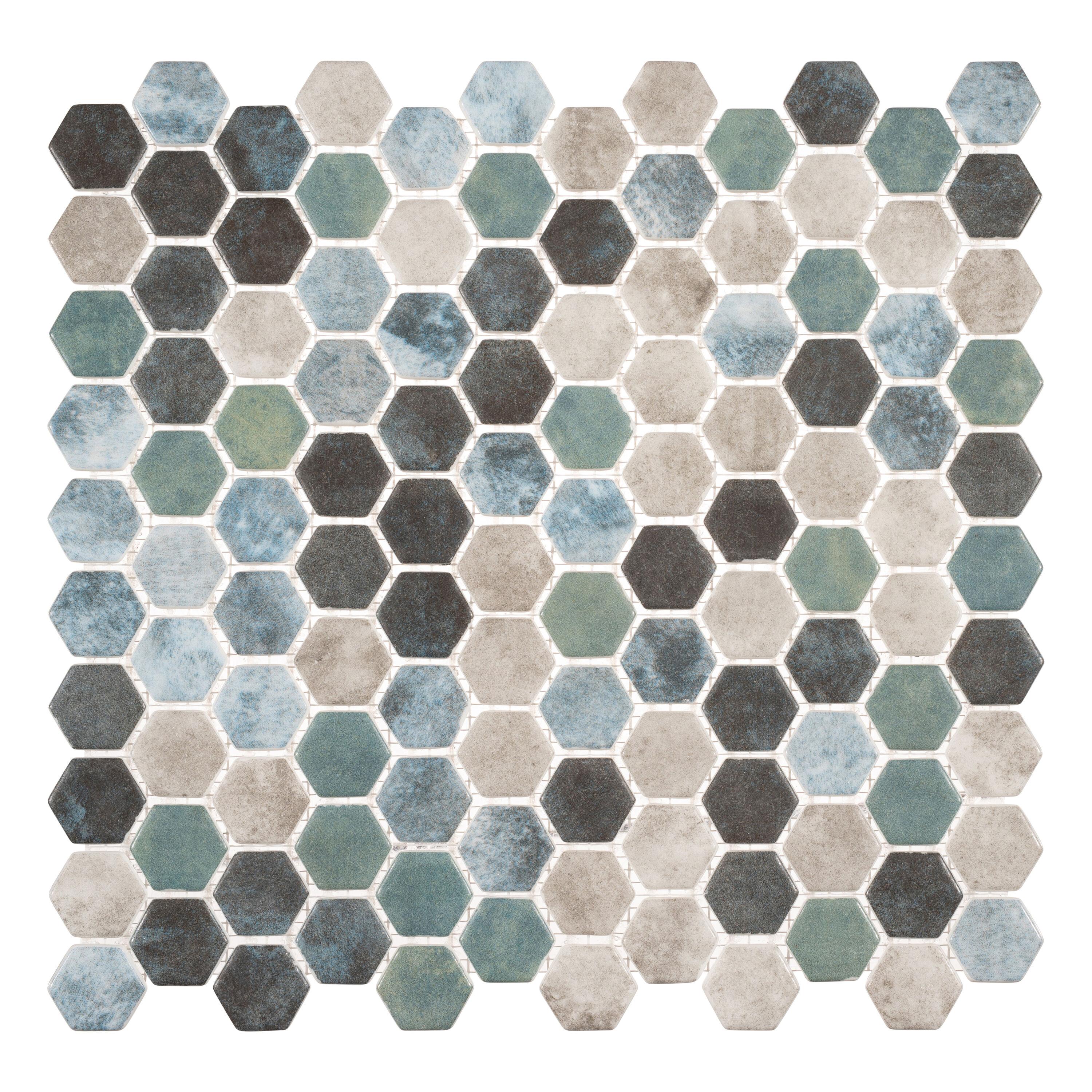 Trillions Hexagon Honeycomb Glass Mosaic Kitchen Backsplash, Bathroom, Shower, Pool, Wall and Floor Tile