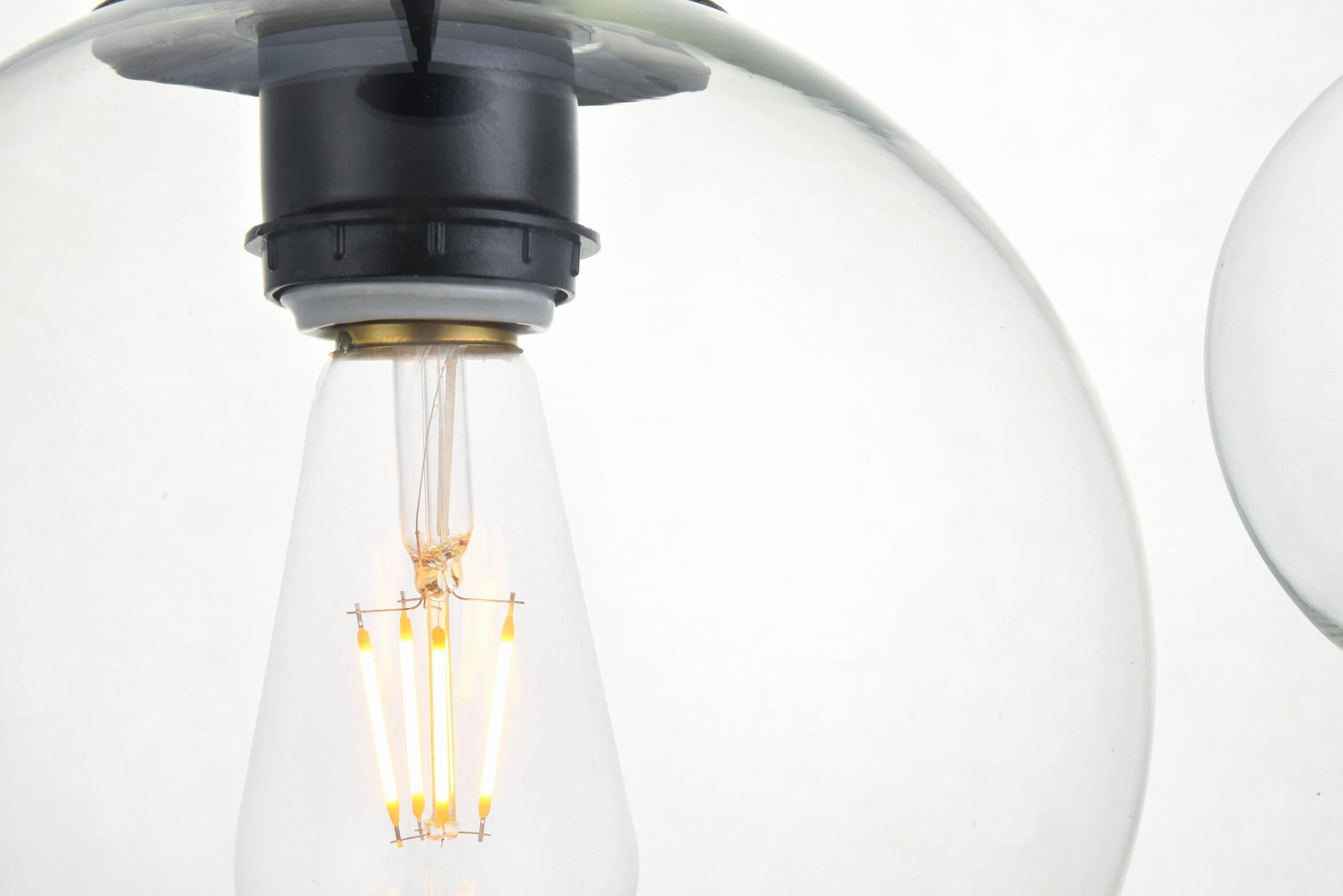 Elegant Lighting Baxter 3 Lights Black Pendant With Clear Glass