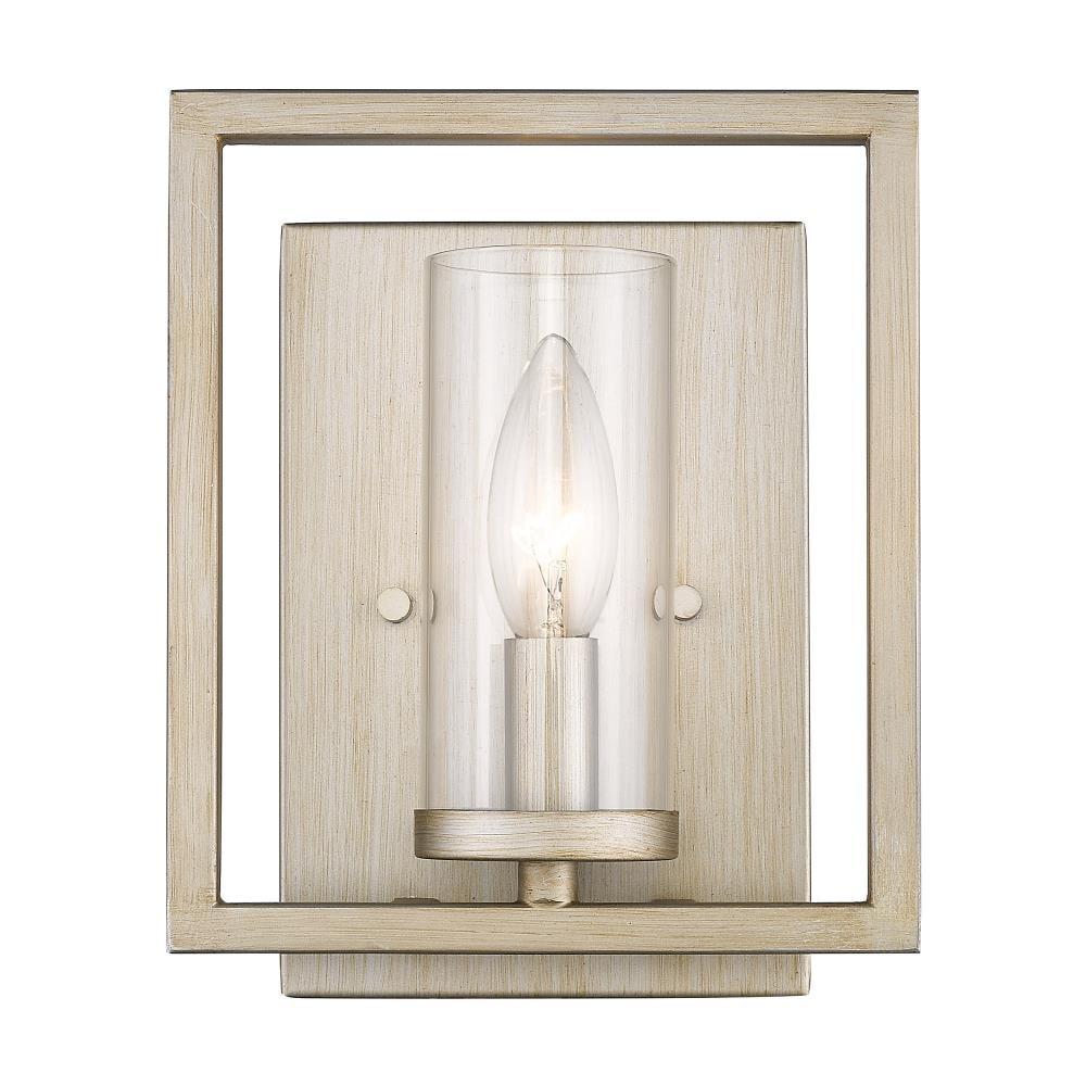 Golden Lighting Marco 1-Light Wall Sconce in White Gold with Clear Glass