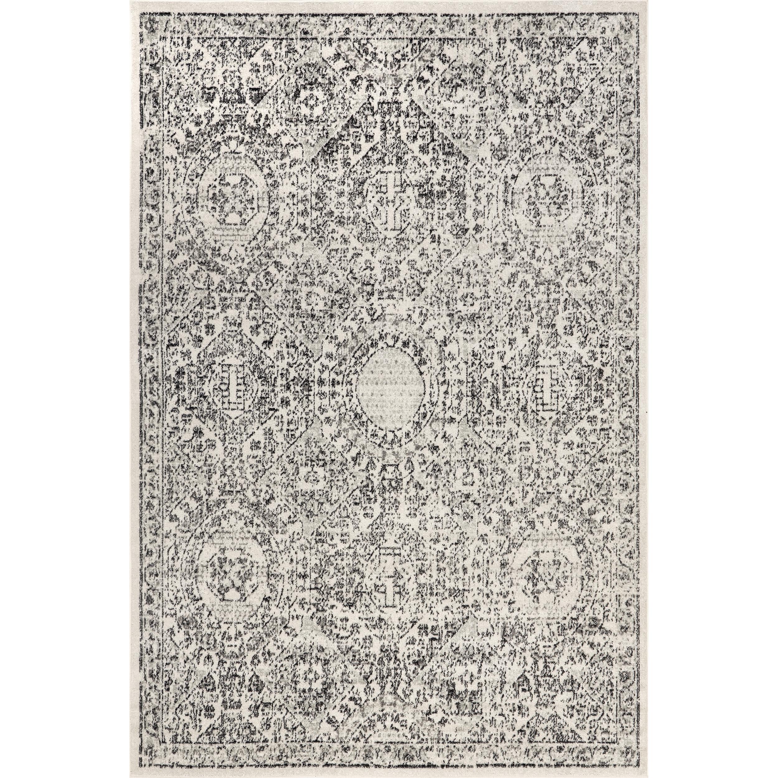 Reversible Gray Synthetic 8' x 10' Easy Care Area Rug
