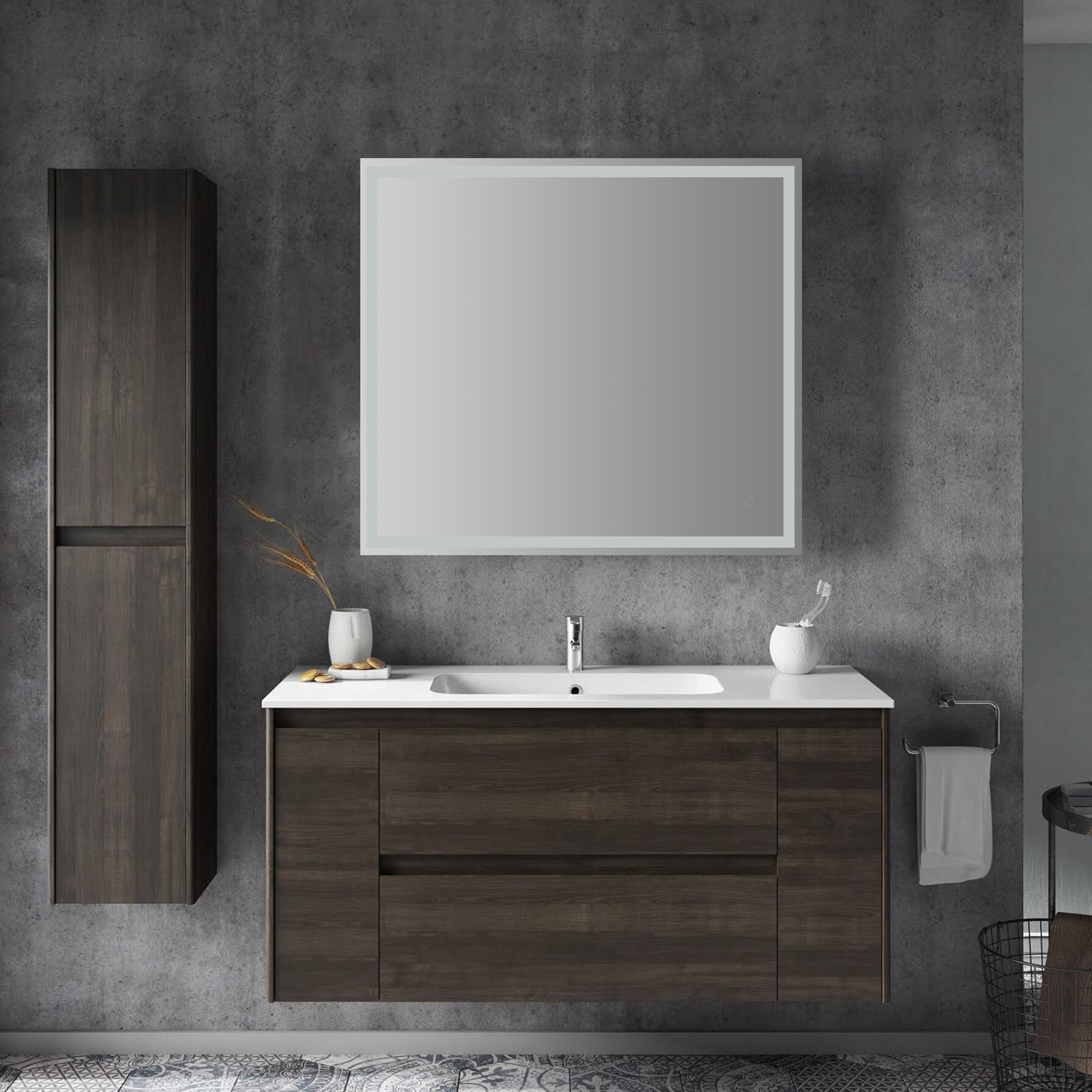 Pax 40 in. W x 36 in. H Large Rectangular Frameless Antifog Front/Back-Lit Wall Bathroom Vanity Mirror with Smart Touch - JONATHAN Y