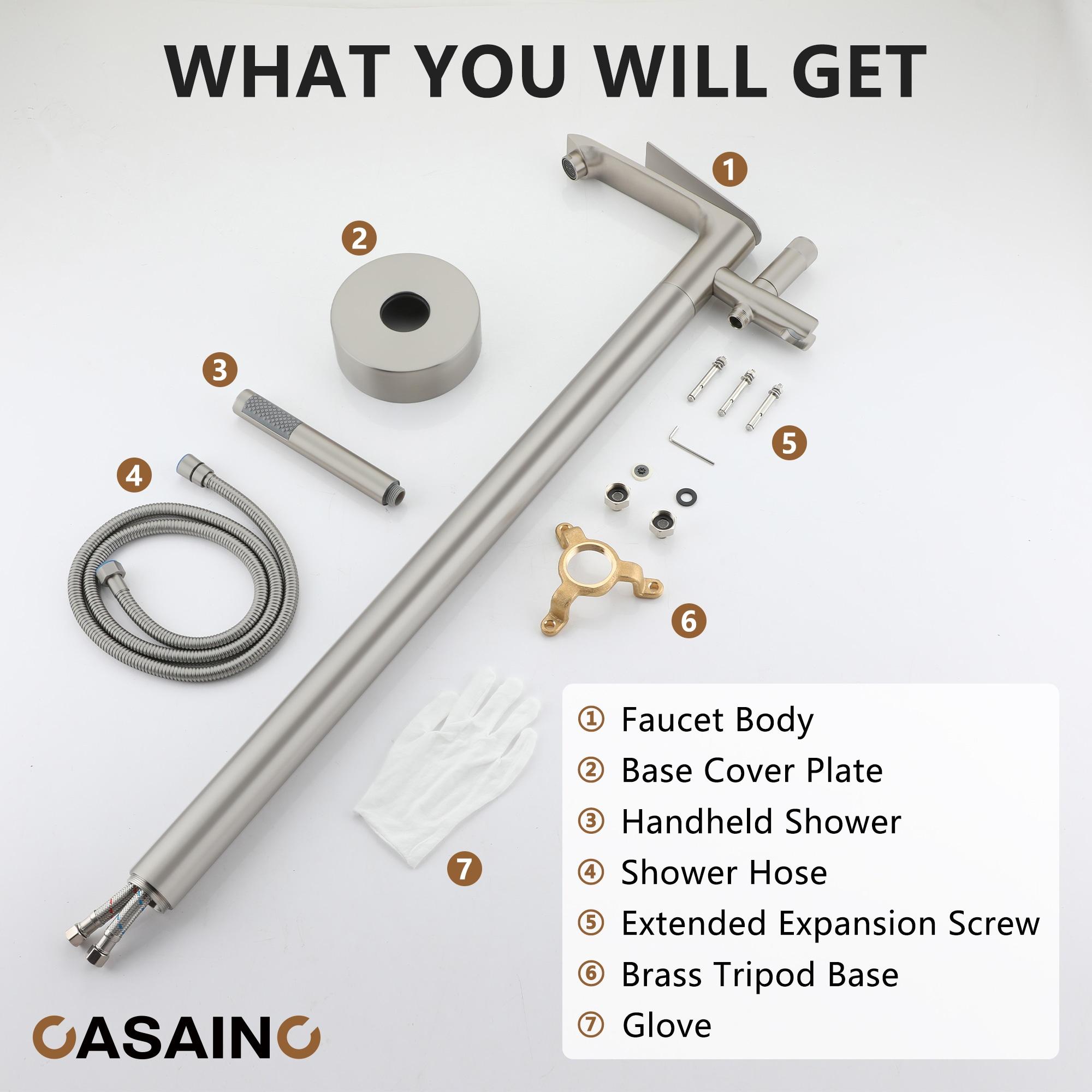 CASAINC KCLT0054-BN Single Handle Freestanding Bathtub Faucet with Diverter and Handshower
