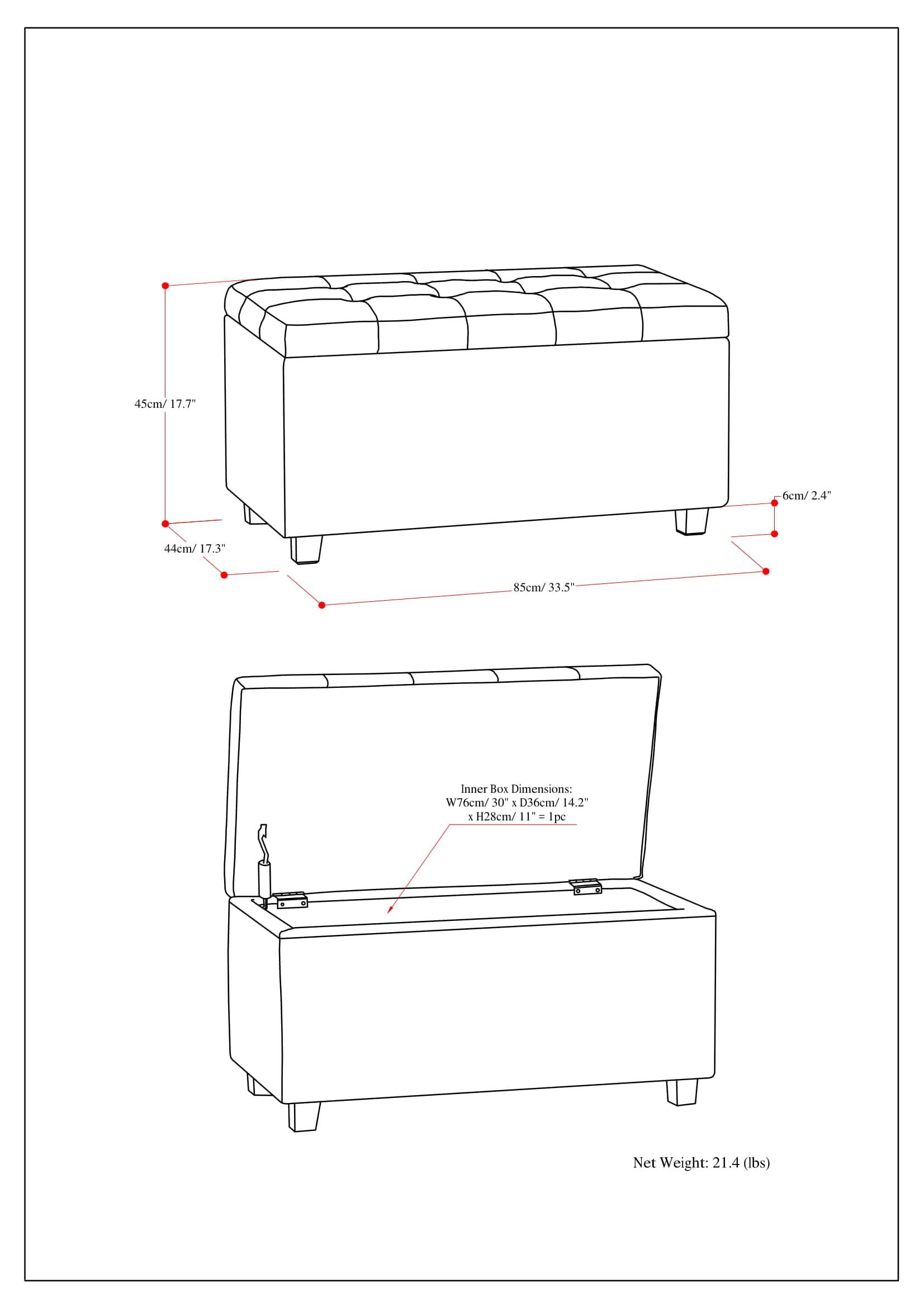 Simpli Home Cosmopolitan Faux Leather Ottoman