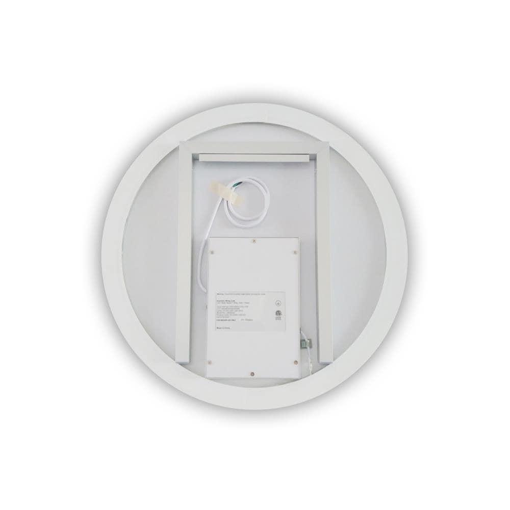 Century 32 in. W x 32 in. H Frameless Round LED Light Bathroom Vanity Mirror in Silver Finish