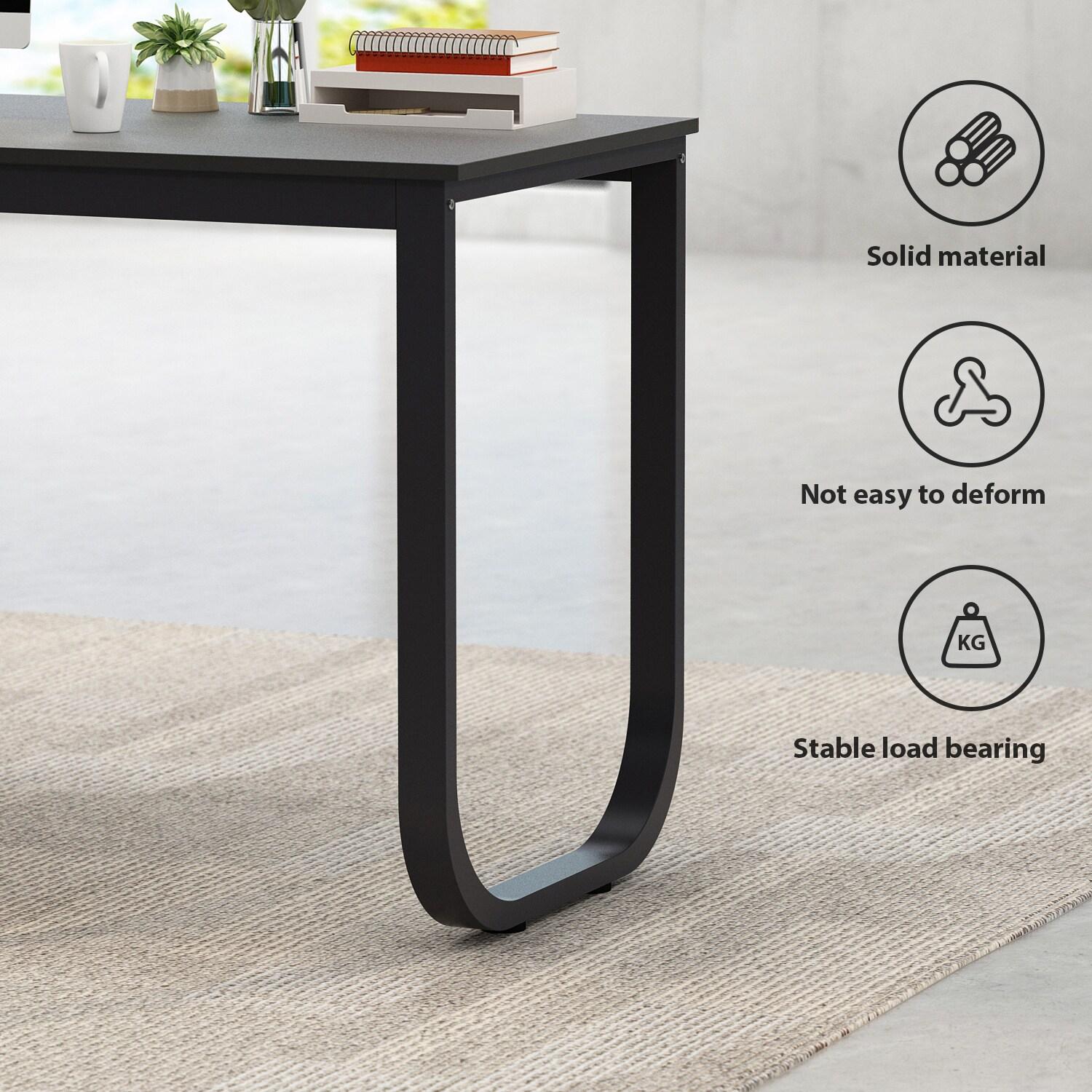 KULAGAGA L Shaped Computer Desk Corner Writing Workstation Table with Cabinet Drawer Storage for Home Office Study, Black