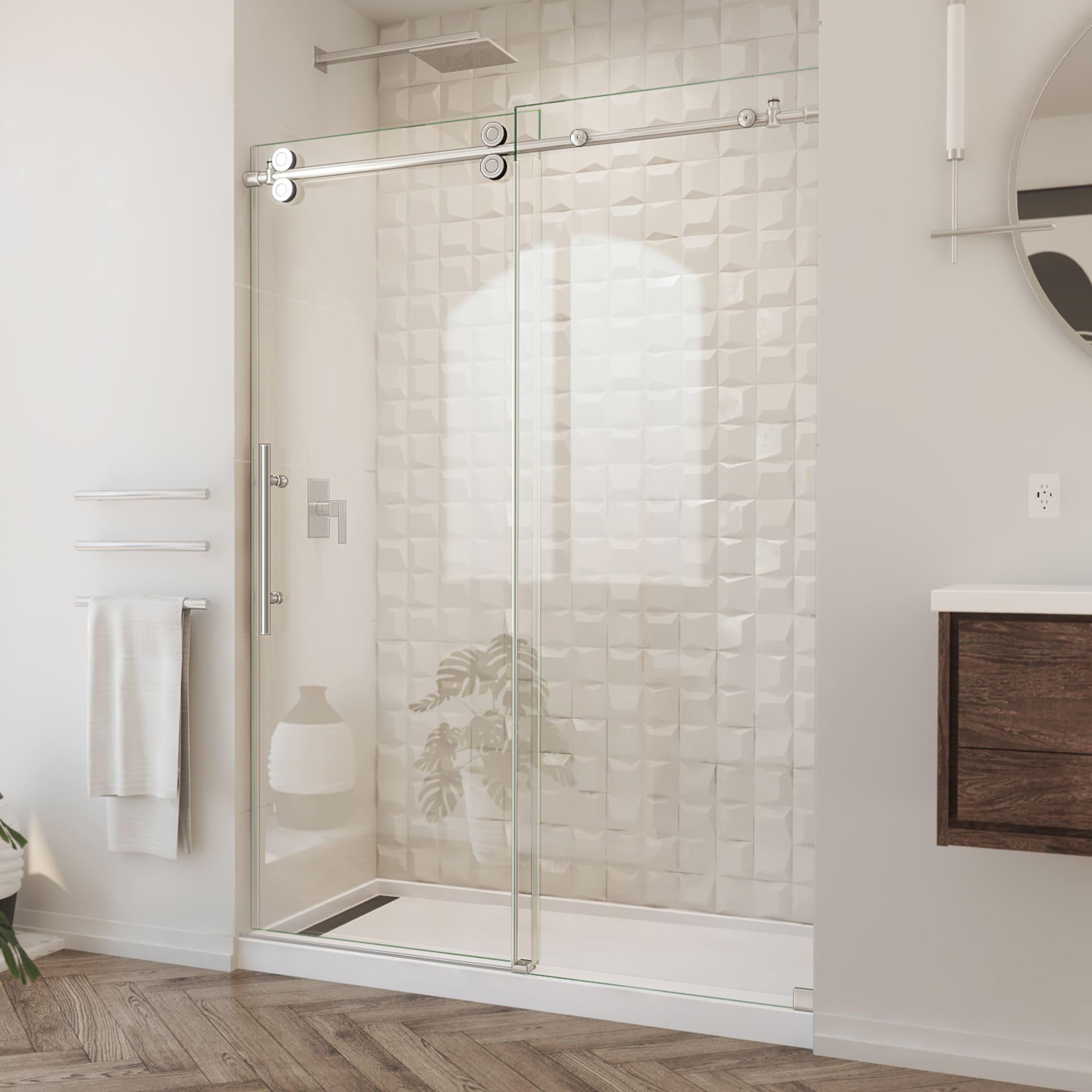 Enigma-XO 50" W x 76" H Sliding Frameless Shower Door with Clear Max™ Technology