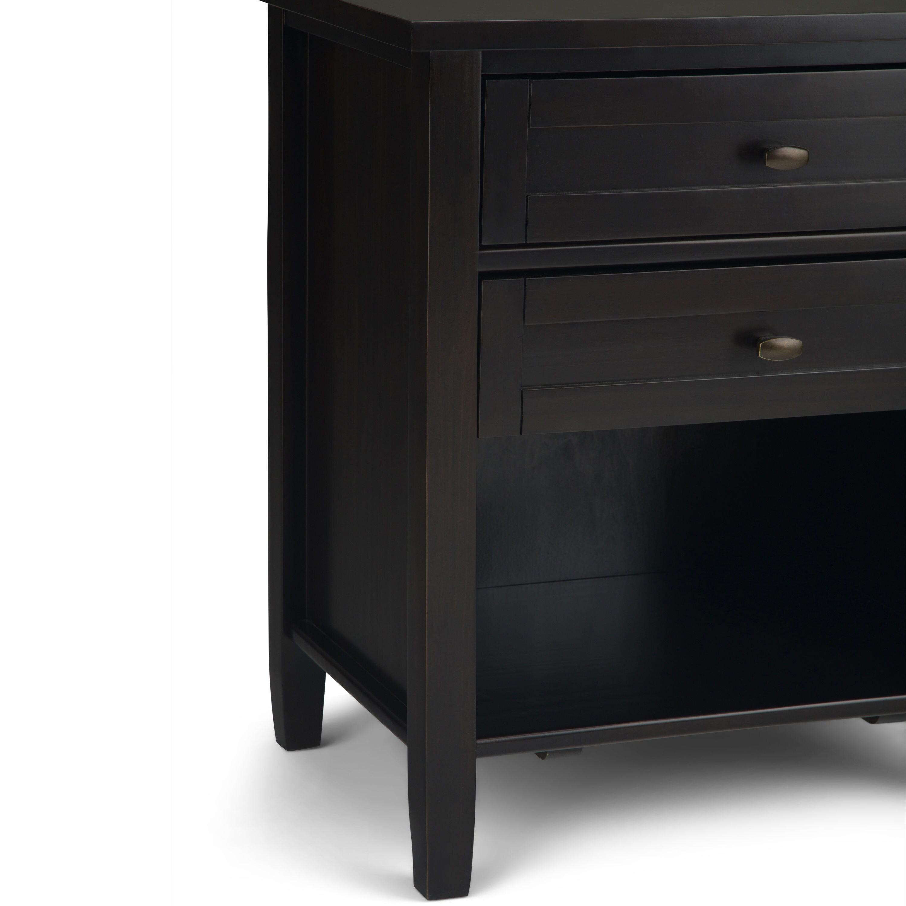 Simpli Home Warm Shaker 24"W Solid Wood Bedside Table with Two Drawers