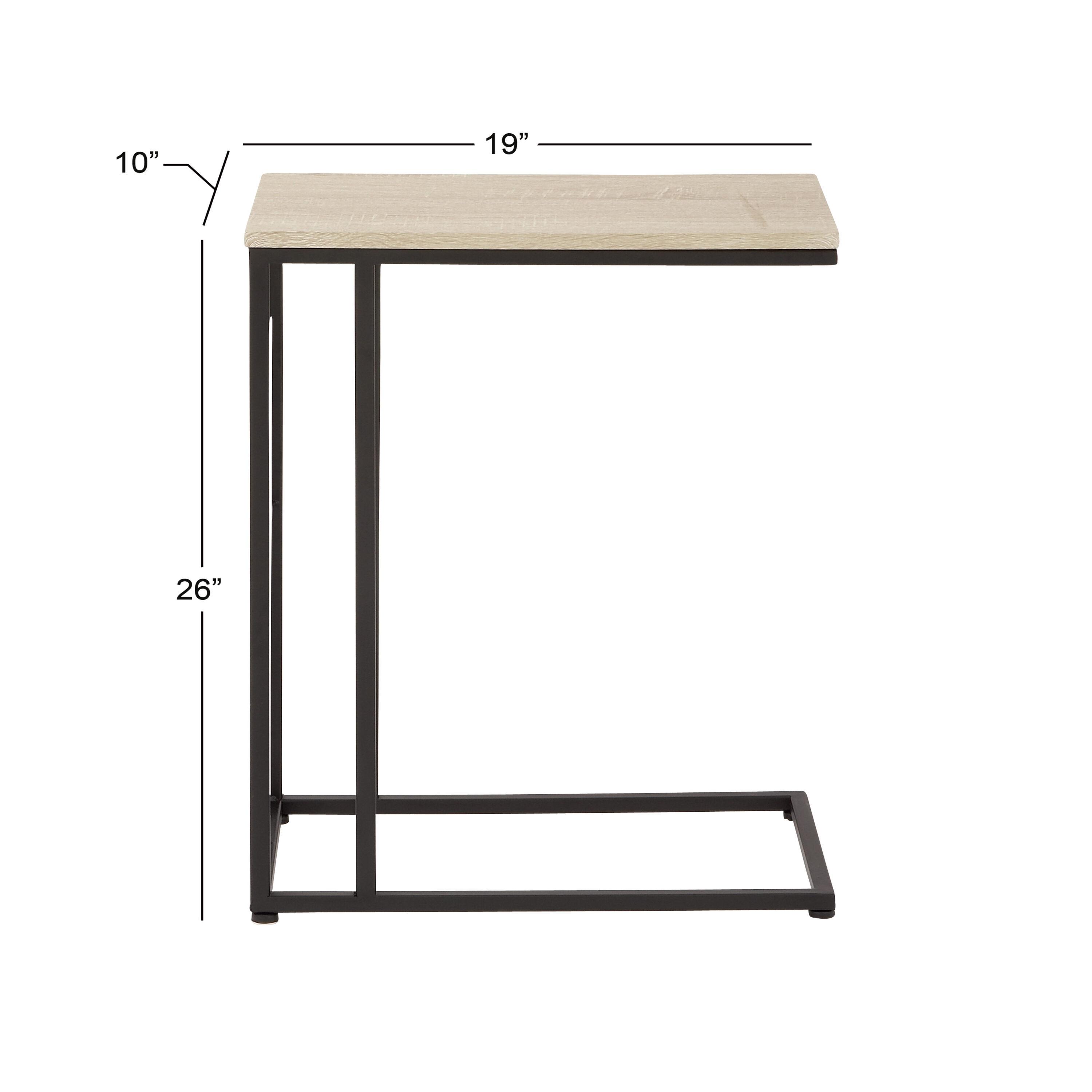 Olivia & May Contemporary Iron and Wood Accent Table Black: Sofa Side C-Table, Narrow Tray End Table