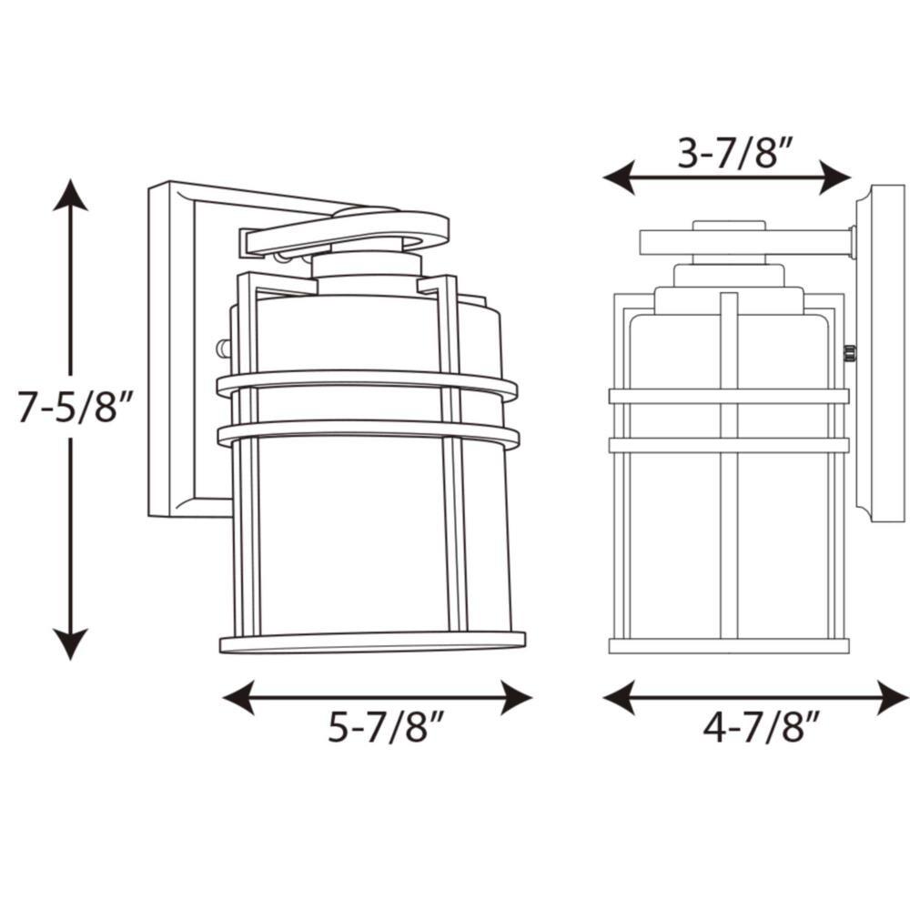 Progress Lighting Format 1-Light Small Wall Lantern, Black, Etched Glass Shade