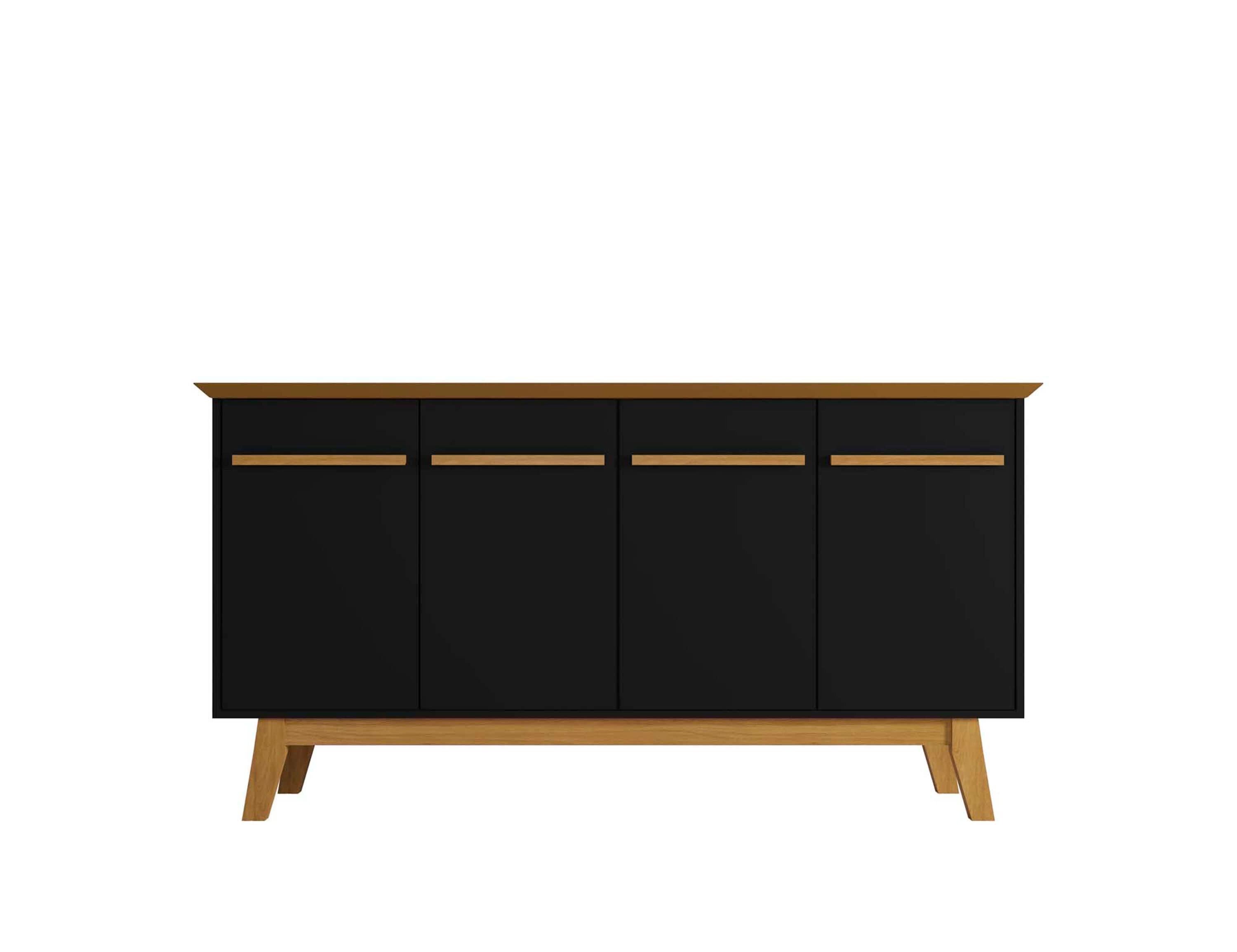 62.99" Yonkers Sideboard Black/Cinnamon - Manhattan Comfort: Mid-Century Buffet Storage Cabinet