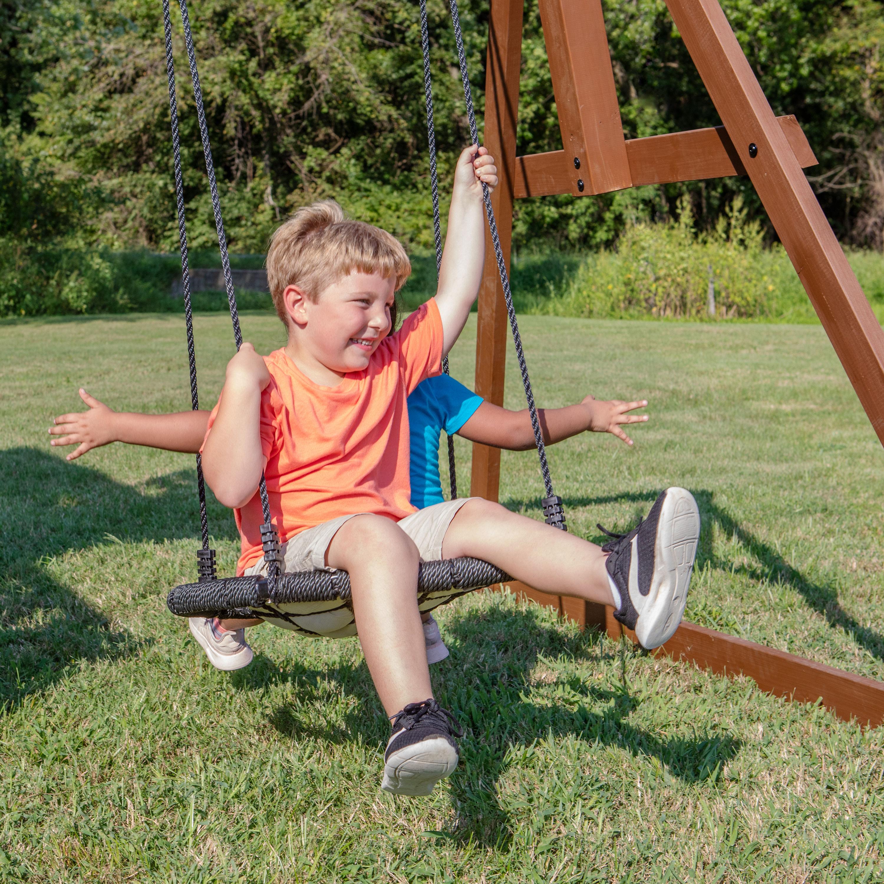 Backyard Discovery Skyfort with Tube Slide Swing Set