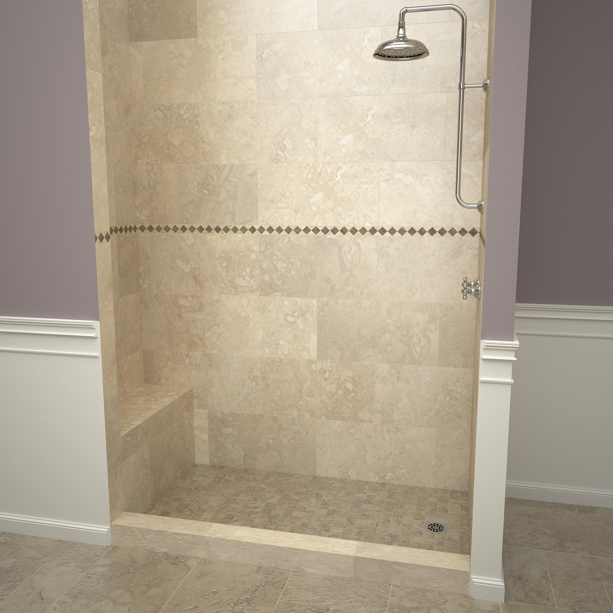 Tile Redi Base'N Bench Single Threshold Shower Base with Bench and Drain Plate