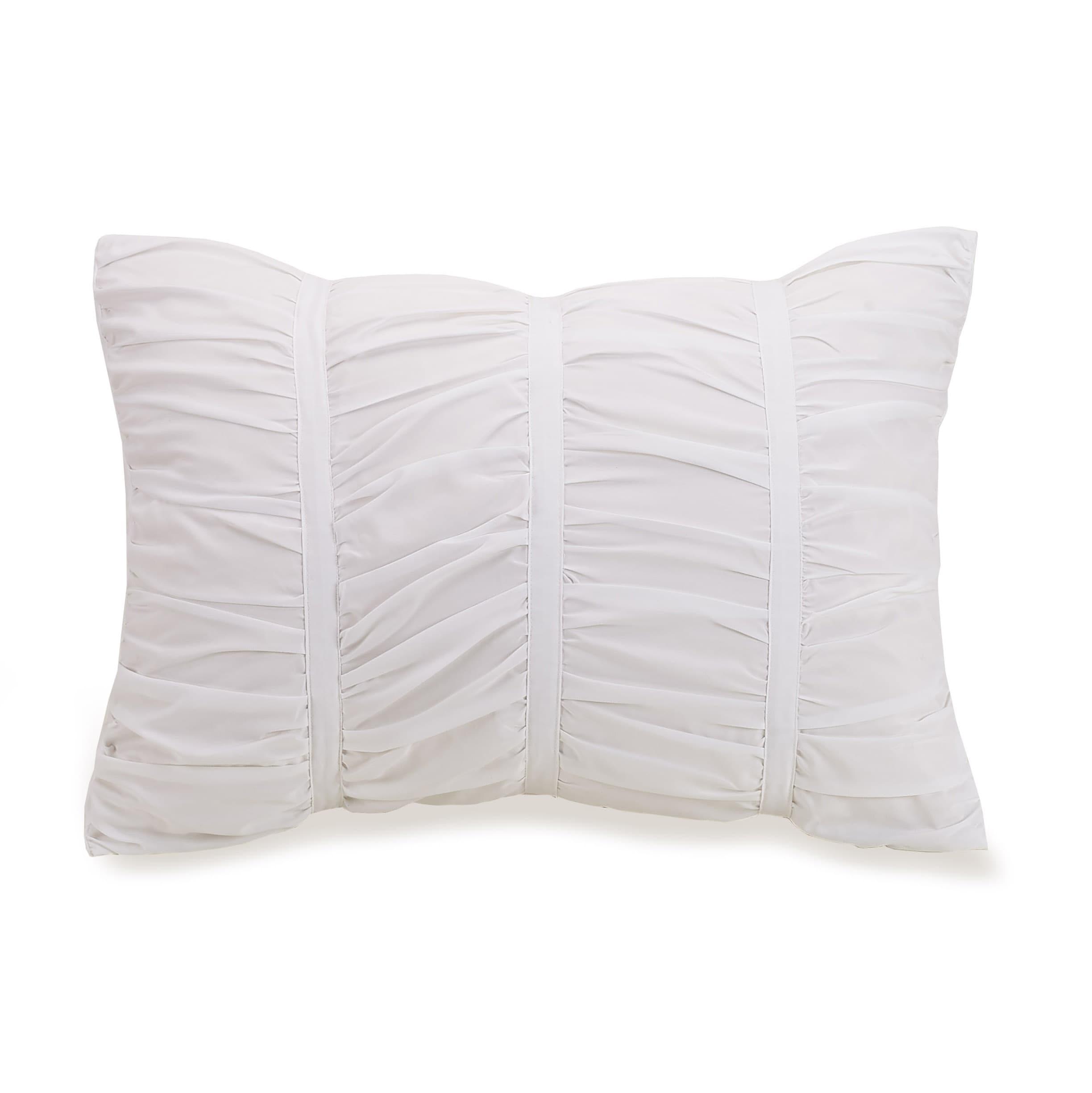 Emily Texture (White) 2-Piece Comforter Set, Ruched All Seasons Bedding, Machine Washable - Twin/Twin XL Size