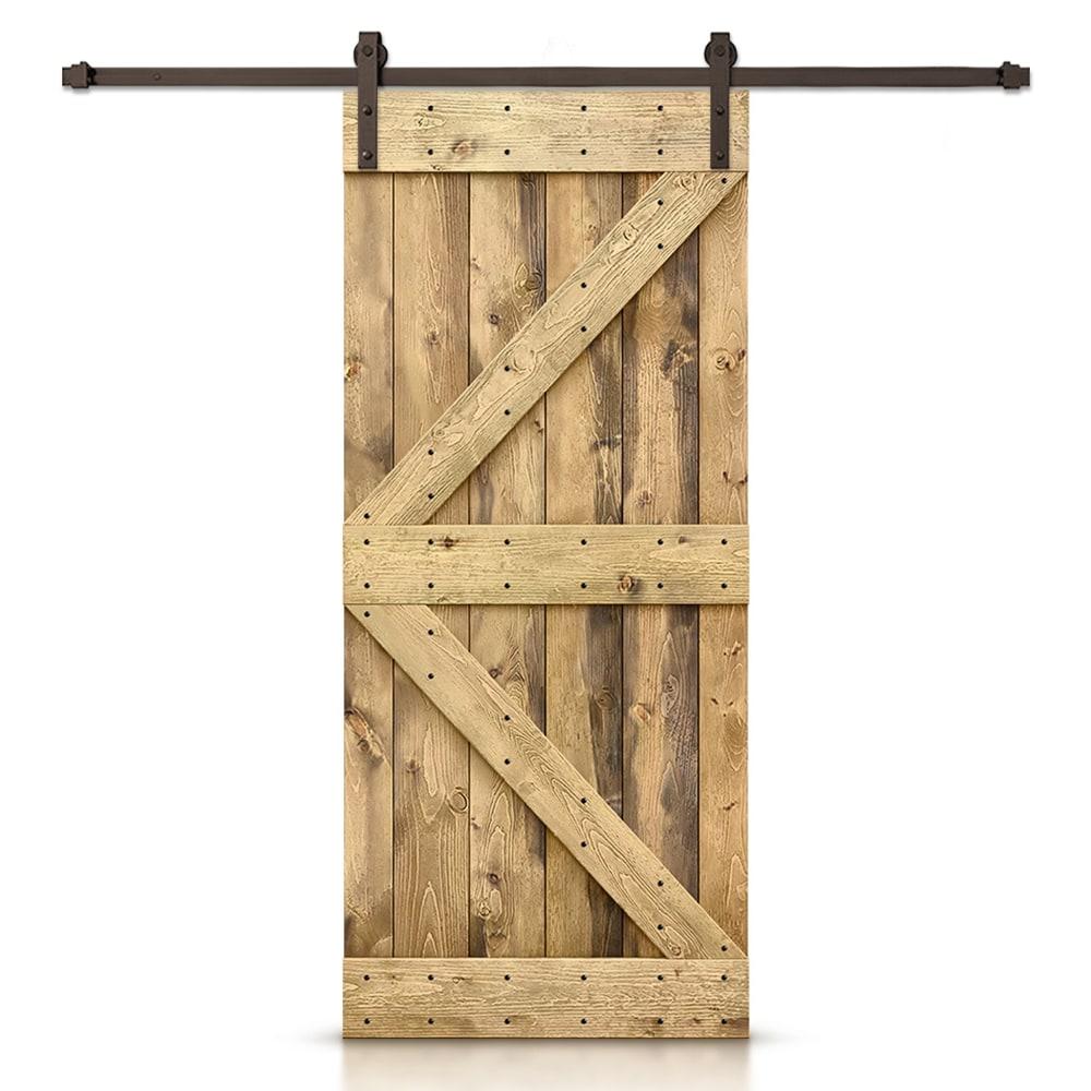 TMS 84'' Solid Wood Paneled Painted with Installation Hardware Kit Barn Door