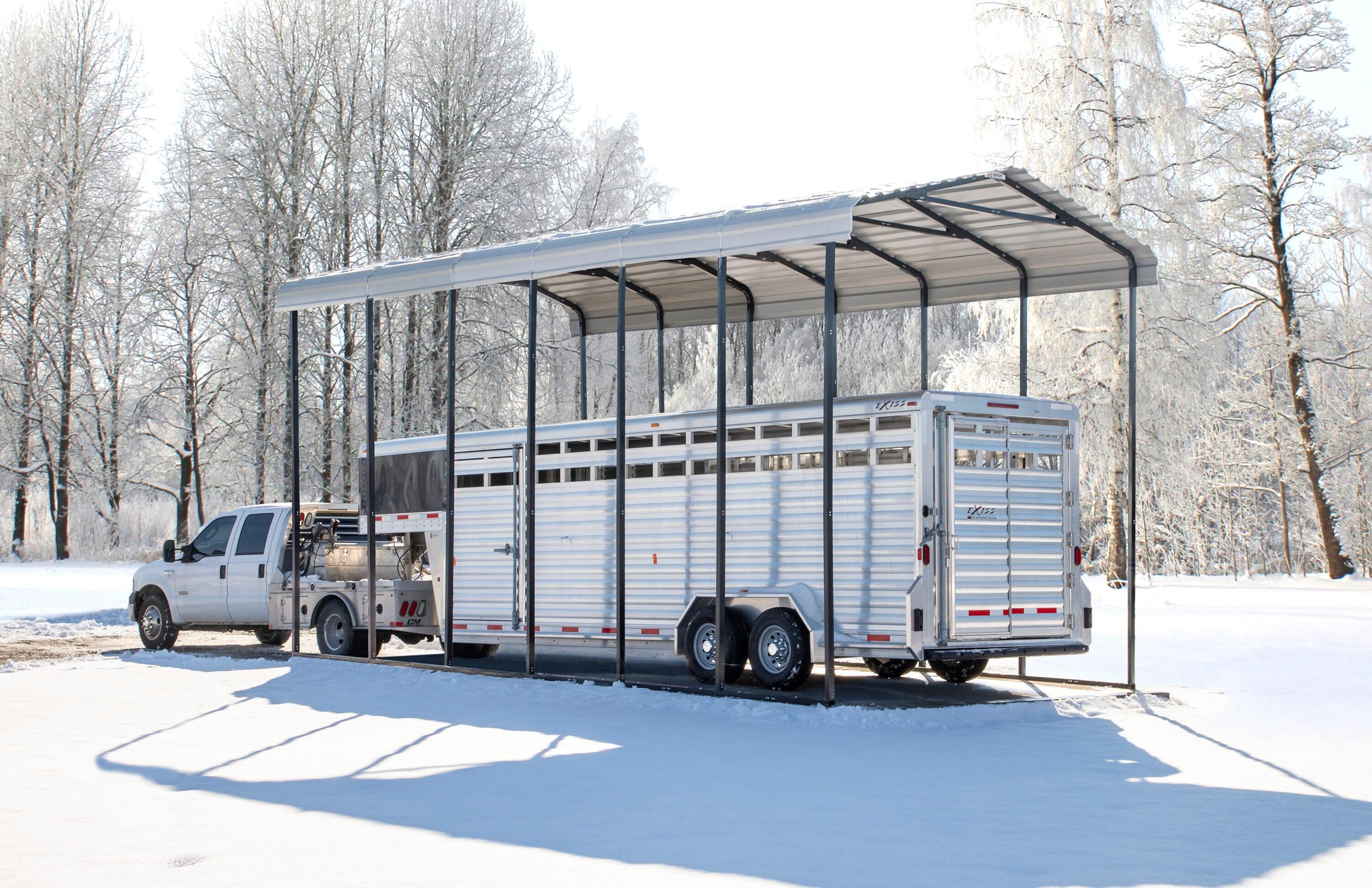 Arrow Carports Galvanized Steel Carport, RV Metal Carport Kit, 14' x 29' x 14', Eggshell